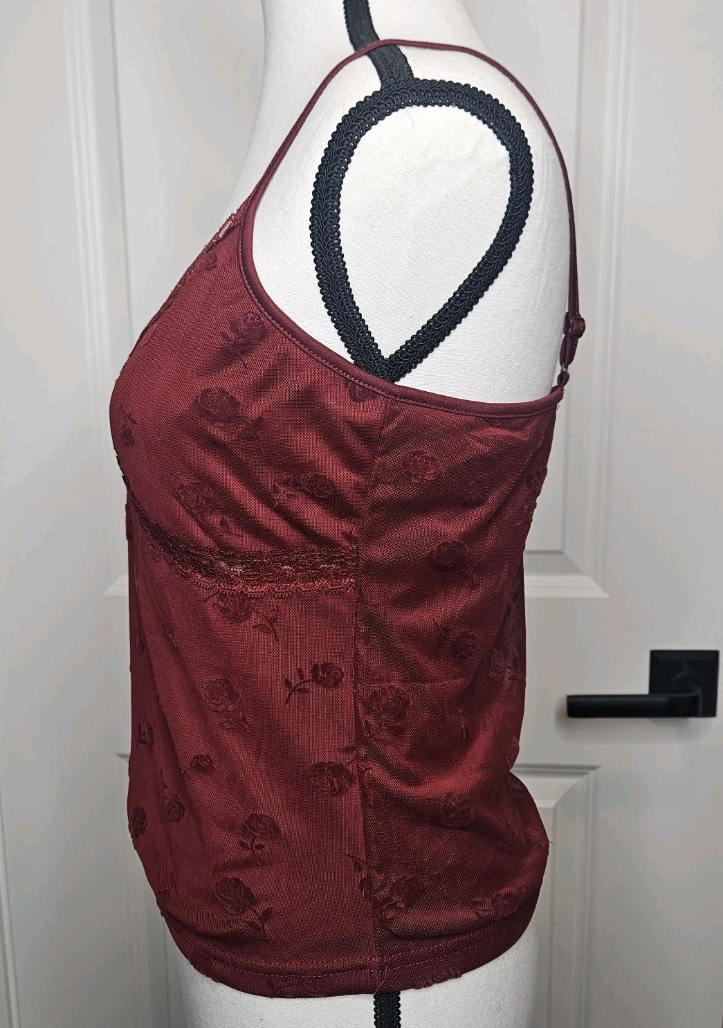 Hesperus Women’s Y2k Style Babydoll Tank Top Lace Whimsigoth Sheer Size Large