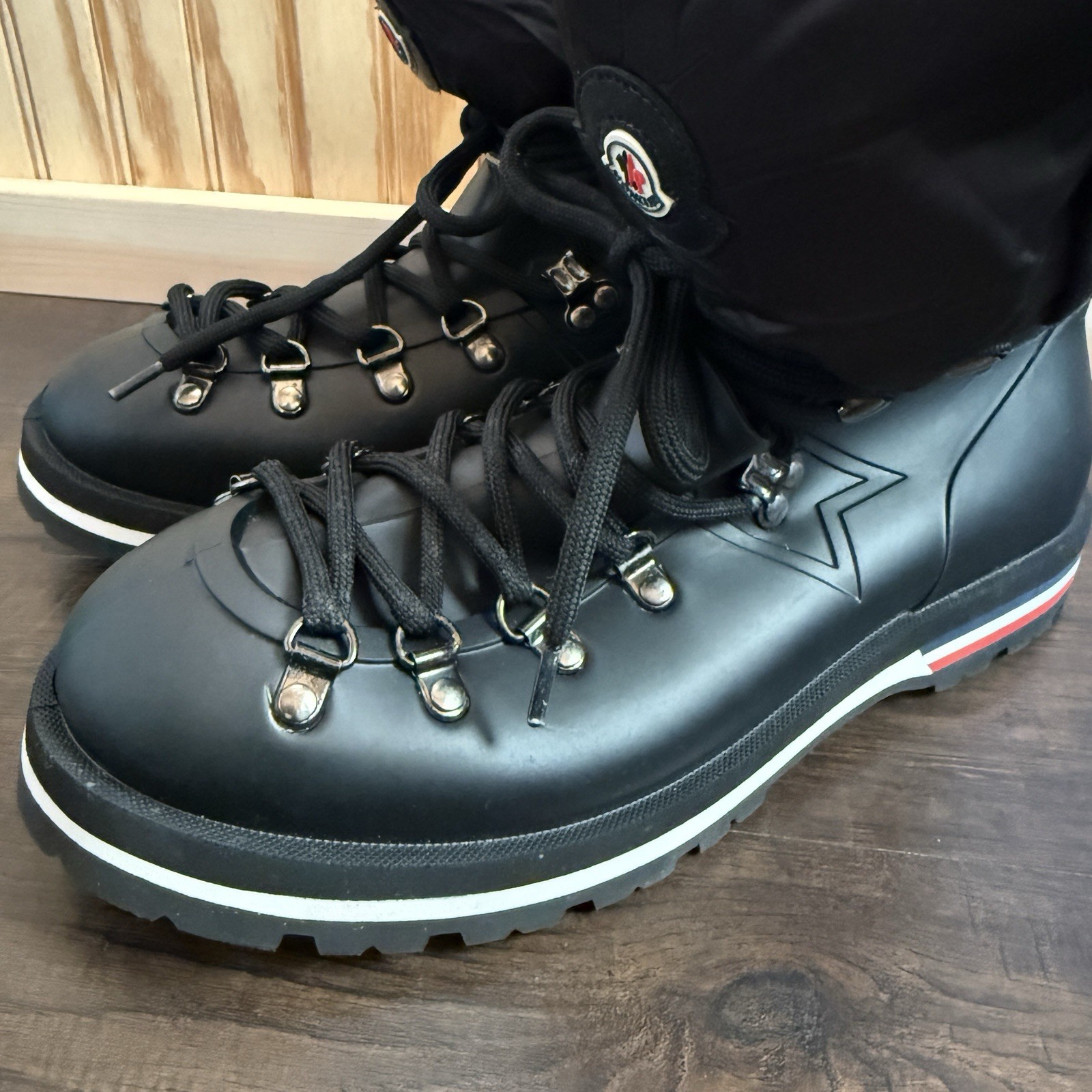 Moncler Inaya Scarpa Rain Rubber Hiking Lace Up Removable Insole Size EU39 W8