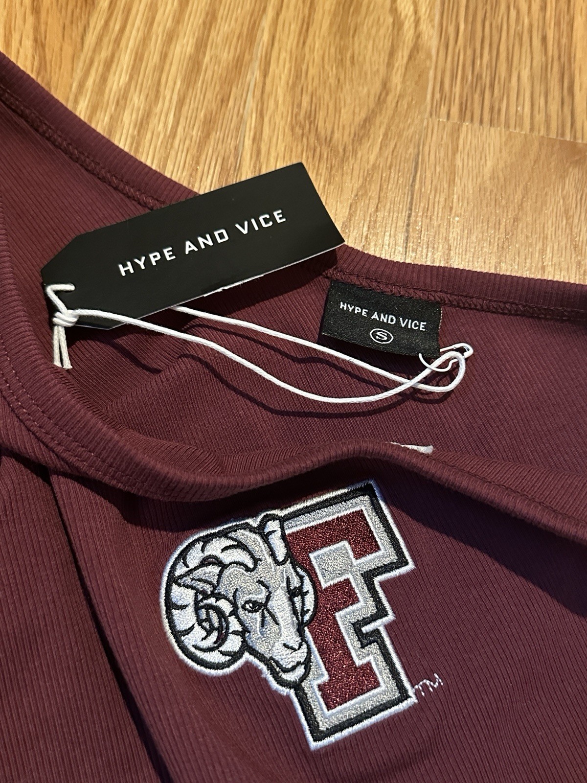 Official Fordham Merch, Hype & Vice One-Shoulder Long Sleeve Cropped Top, XS