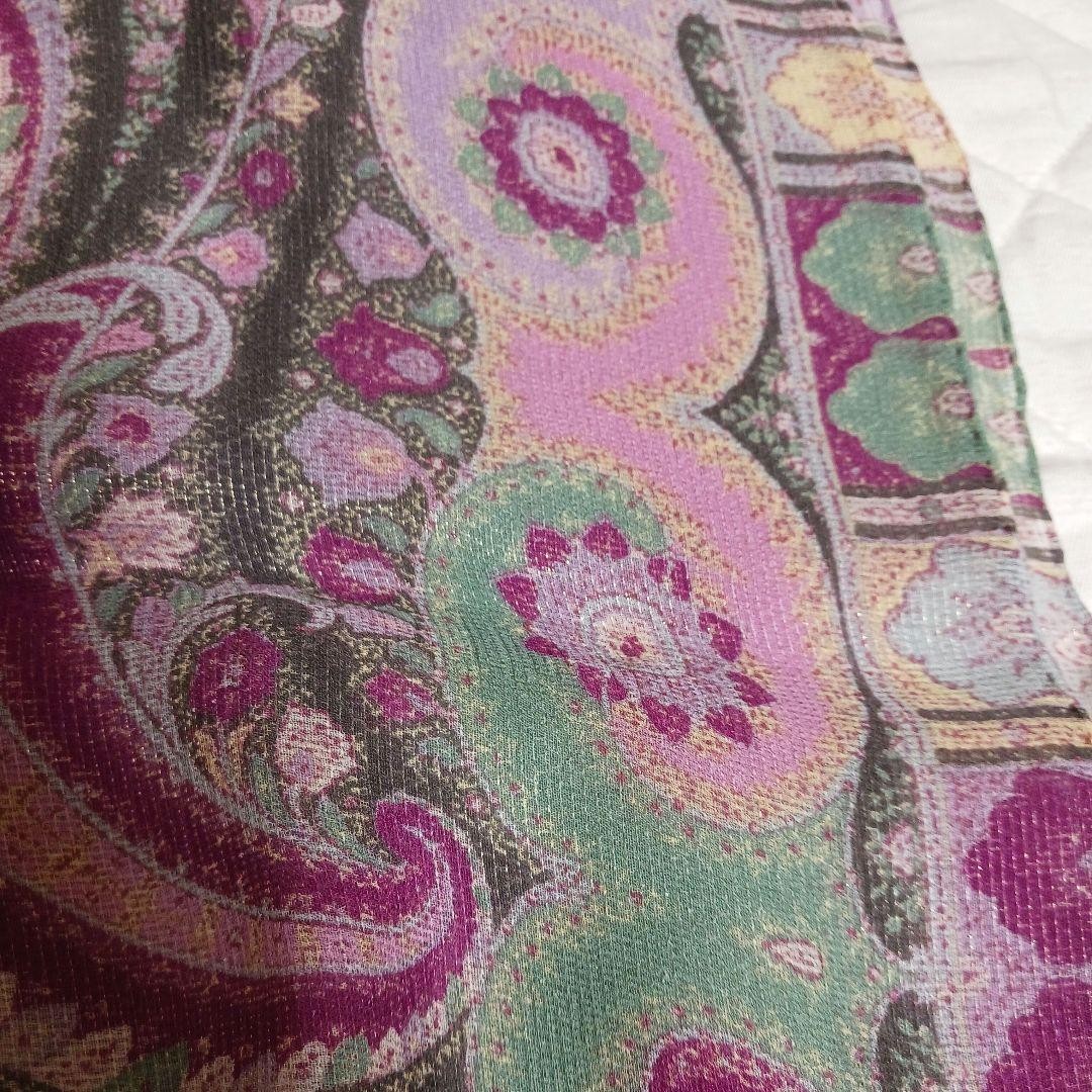 ETRO Silk Blend Scarf Peach Purple Green Gold Pink Beige Lavender Italy