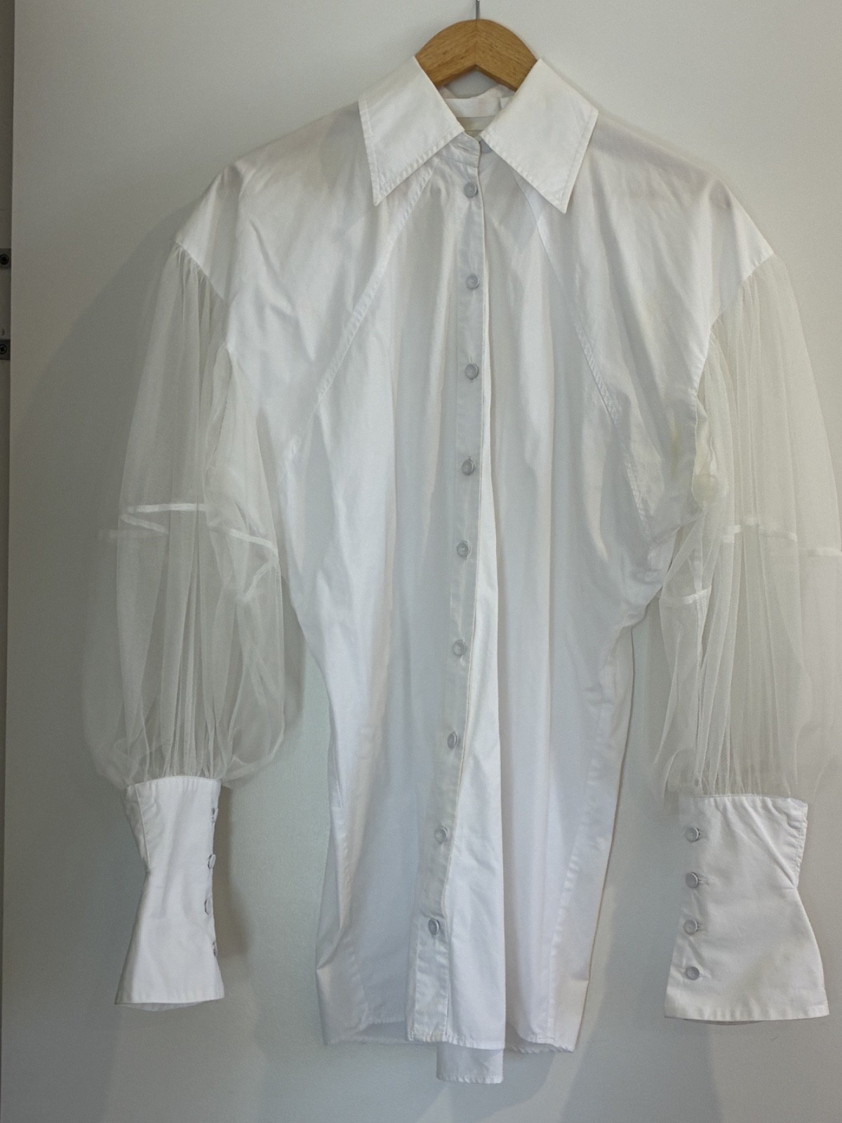 Gail Sorronda Designer White Shirt with Tulle