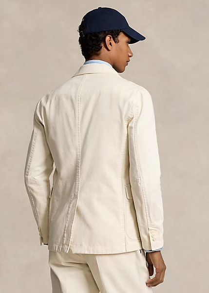 POLO RALPH LAUREN Modern Fit Washed Twill Suit Jacket, Off White, Size 38 R NWOT