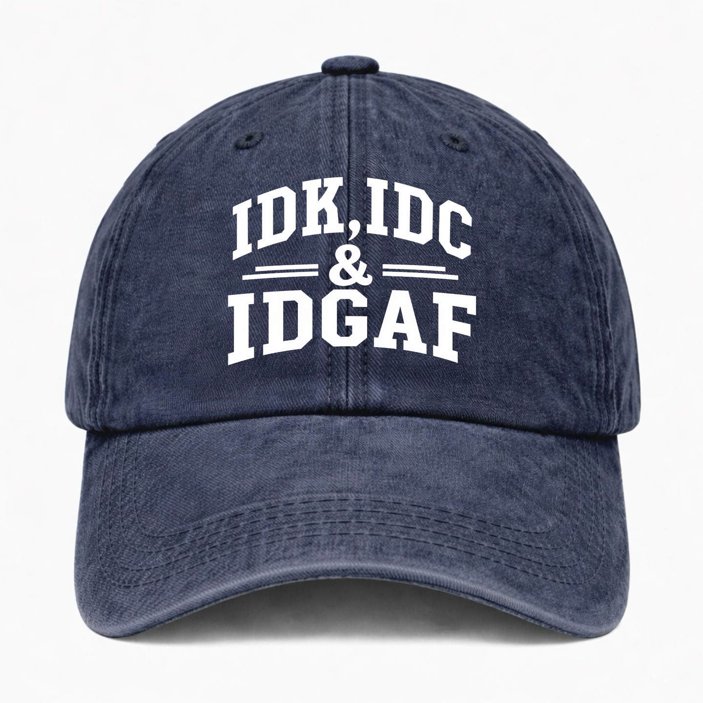 Funny IDK IDC IDGAF Hat Vintage Washed Cotton Baseball Cap Adjustable Unisex