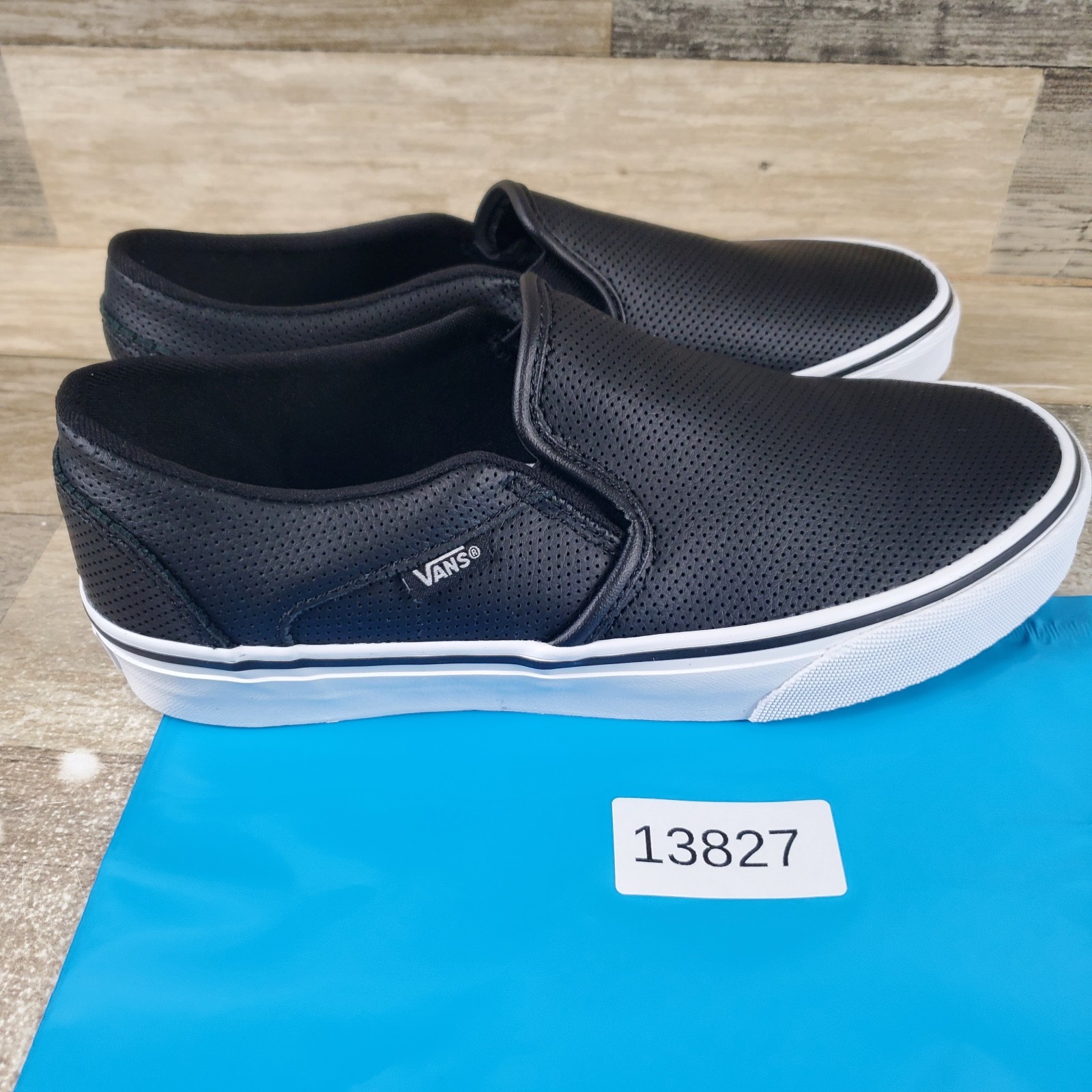 Vans Asher Perforated Womens Shoes Sz 9 Black Casual Round Toe Slip On Sneakers