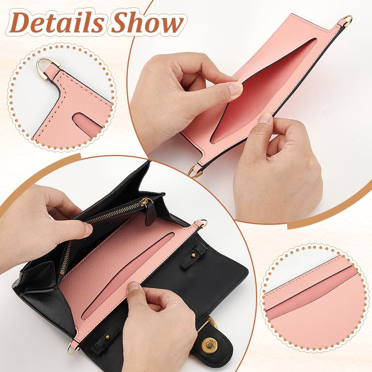 WADORN PU Leather Microfibre Purse Insert Organizer Conversion, 3.14x 6.49 In…