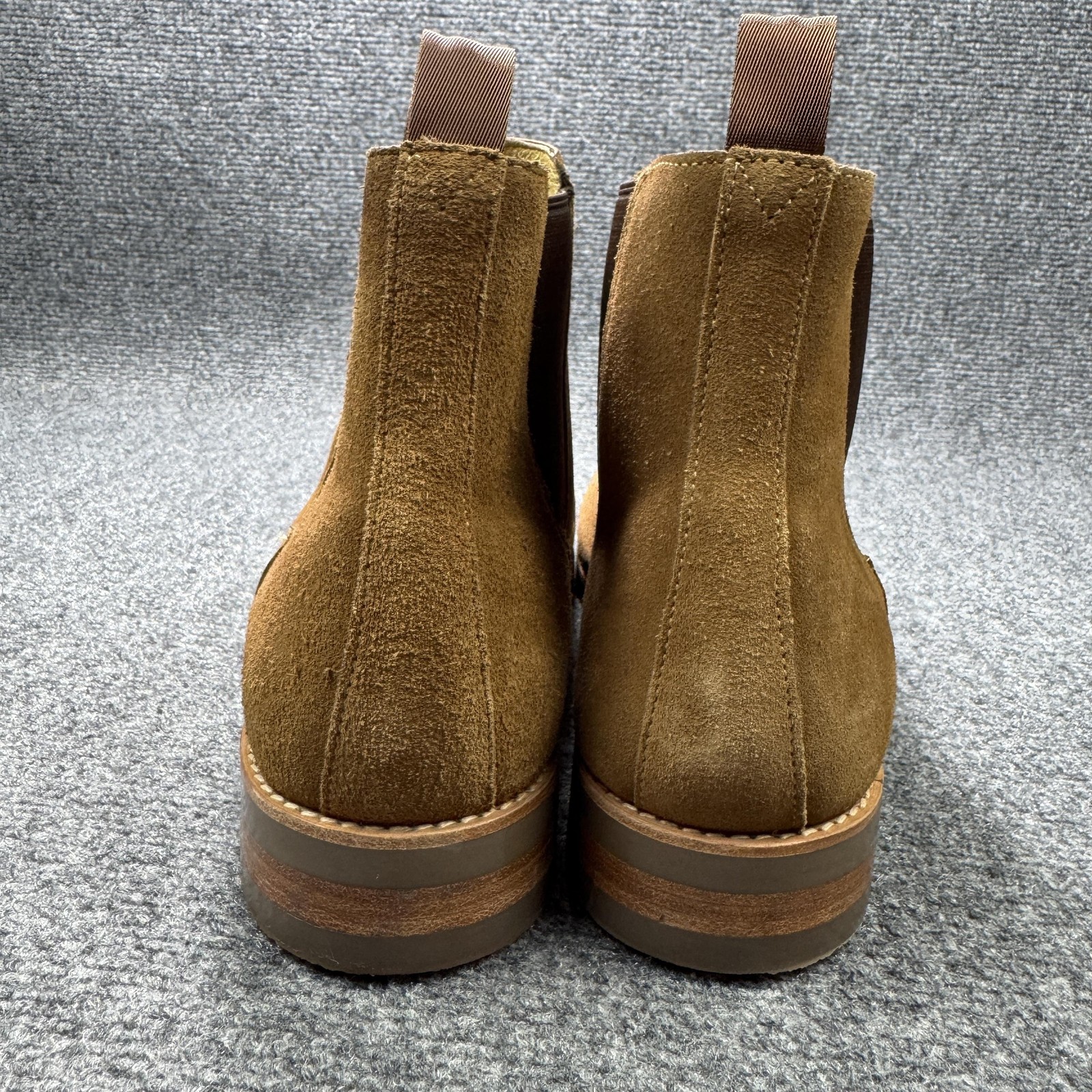 J.Crew Chelsea Boots Mens 12 Brown Suede Elastic Gore Pull Tabs BA032