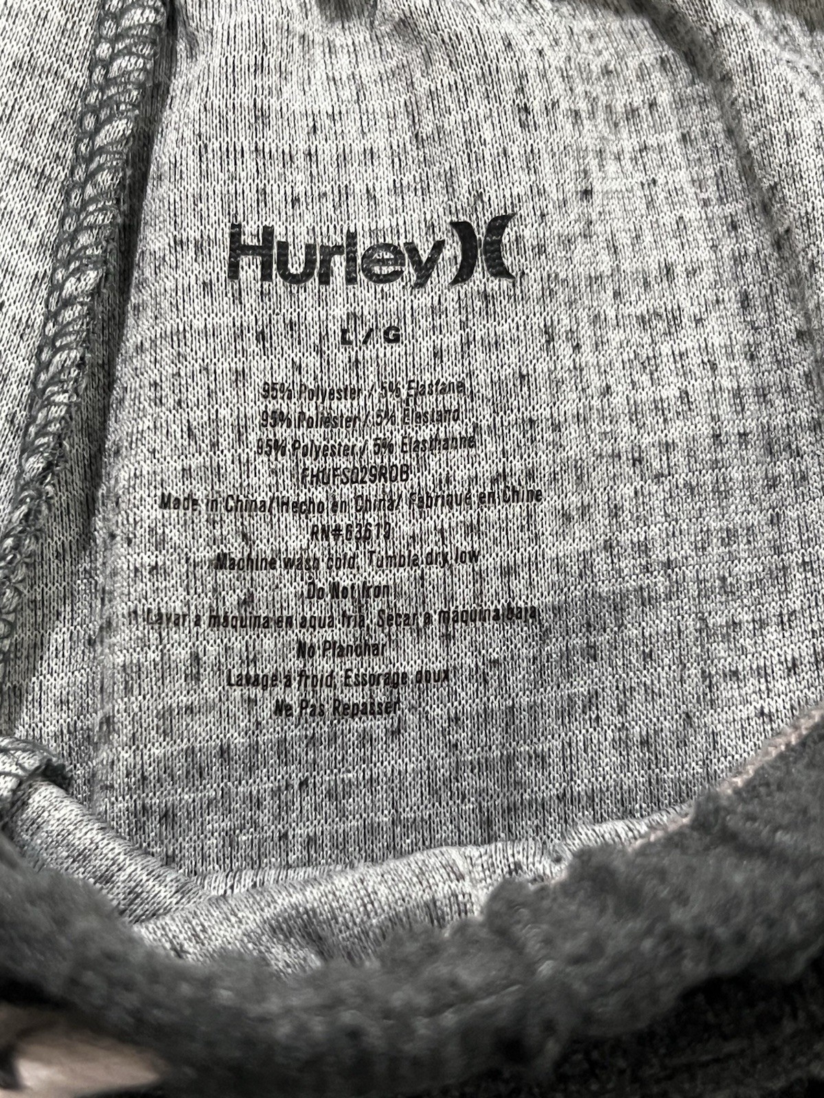 Hurley Women’s Gray Fleece 2-Piece Set Long Sleeve Crew & Drawstring Pants L/G