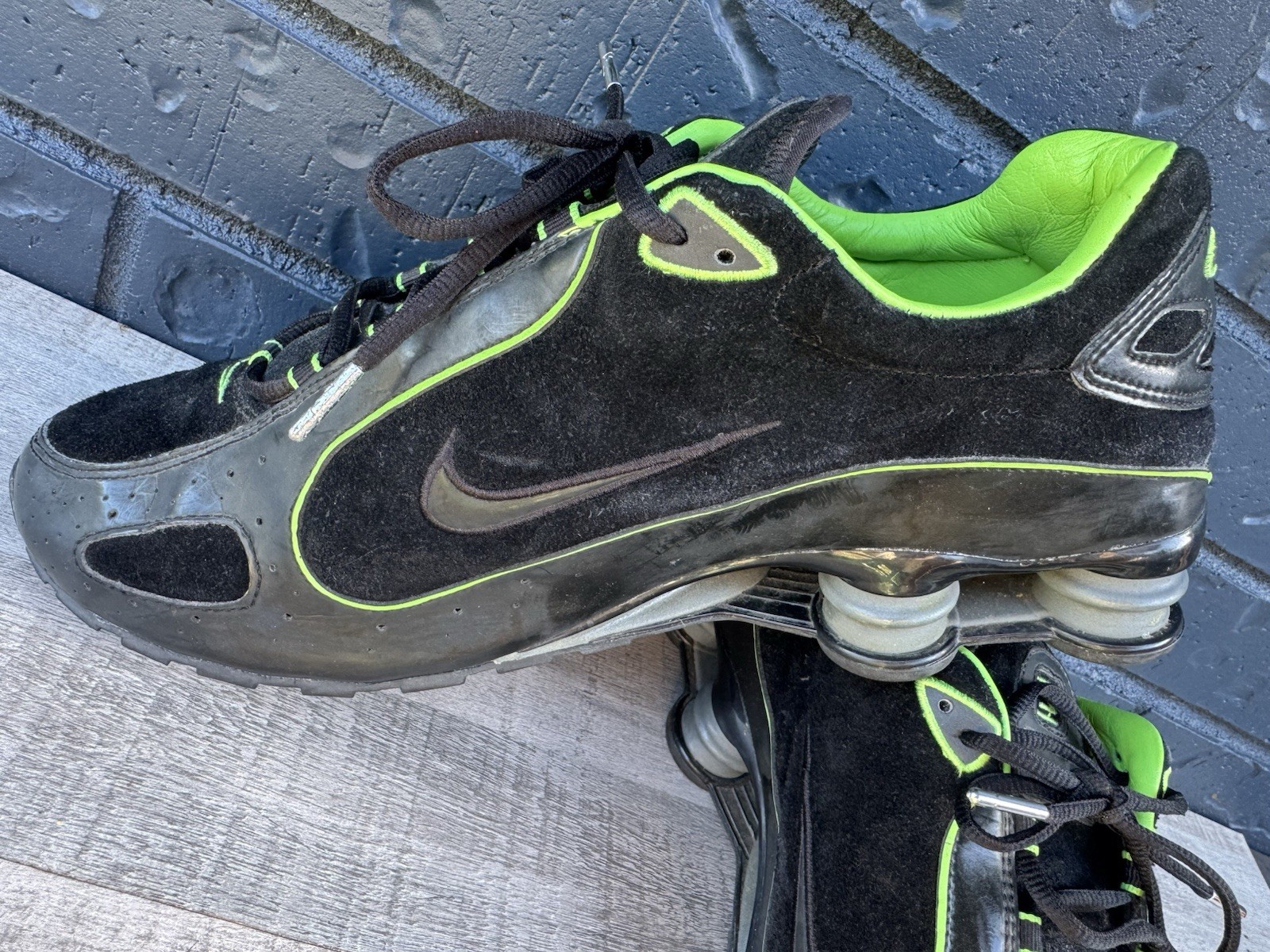 Nike Shox Monster Black Green Sneakers Athletic Shoes Men Size 14 Vintage Rare
