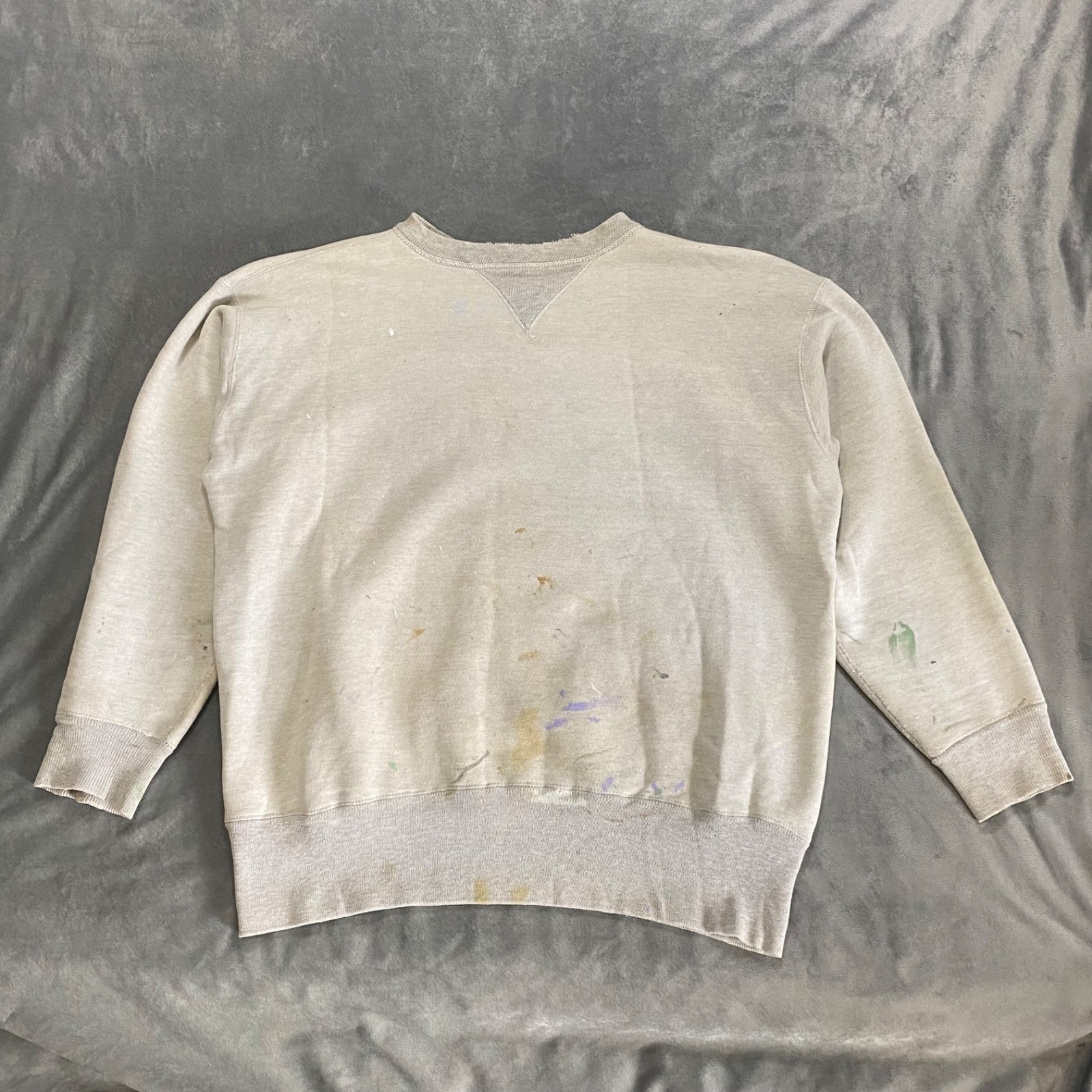 Vintage 50s Double V Crewneck 2 Tones Gray Sweatshirt 23×25 in