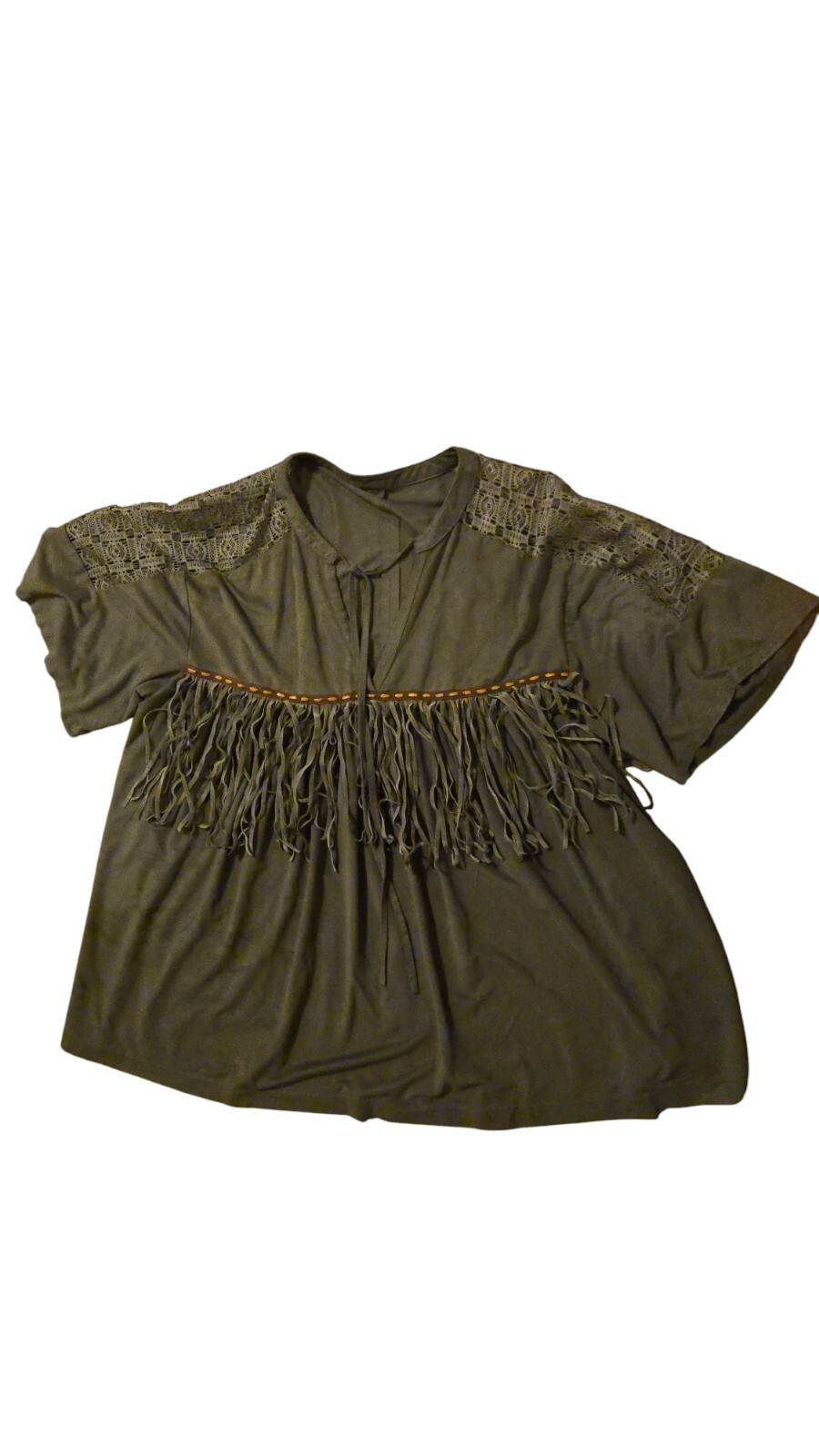 Fringe Brown Suede Feel Large Cowgirl Country Honky Tonk Hippie Festival