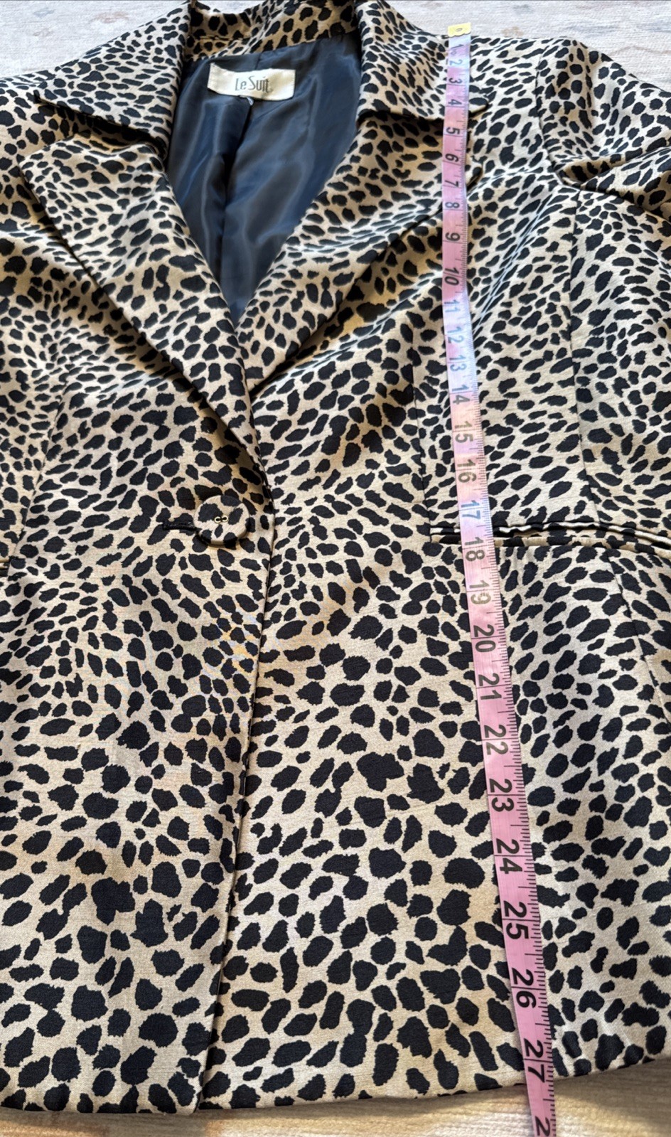 Vintage Y2K Le Suit Leopard Jacket Waist Tie Sash Belt L Classic Capsule Chic