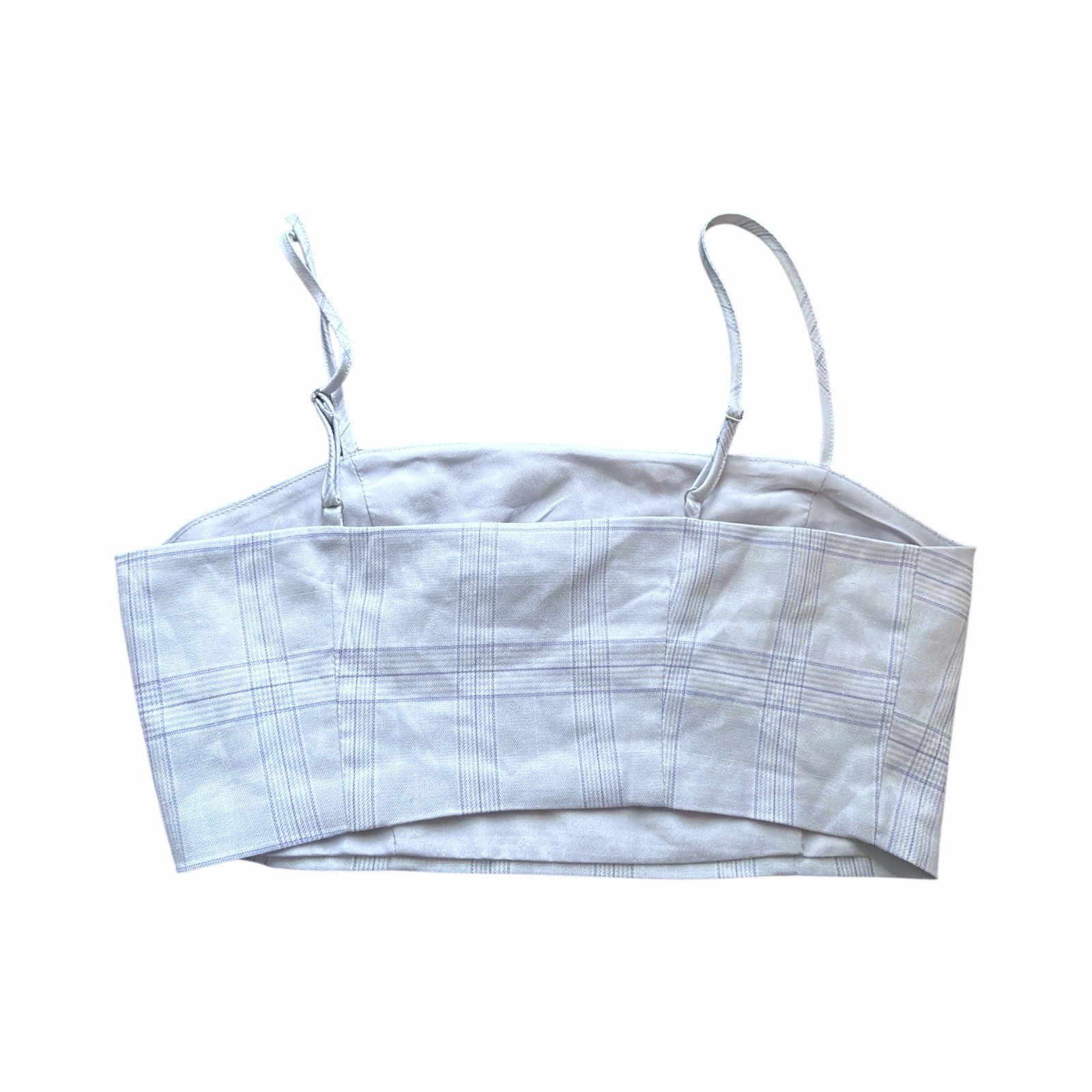 Forever 21 Blue Plaid Strapless Crop Top – Size S