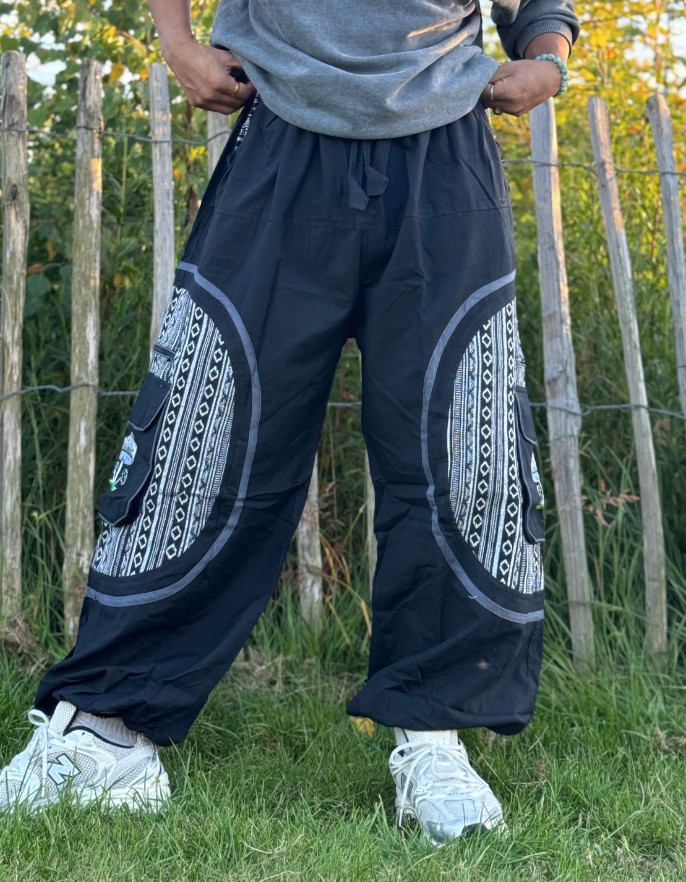 Hemp Cotton Baggy Hippie Trousers Elastic Waist Casual Festival Pants