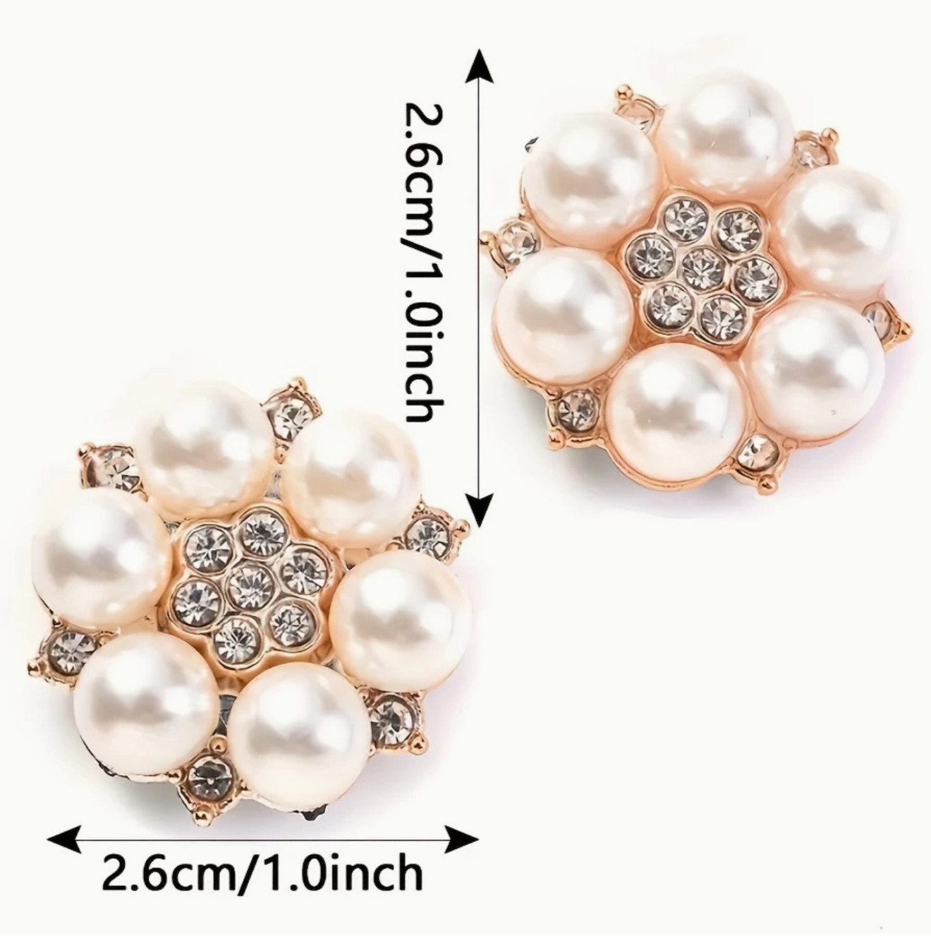 12pc Pearl Flower Rhinestone Glam Shoe Charms for Crocs or Shoe Laces