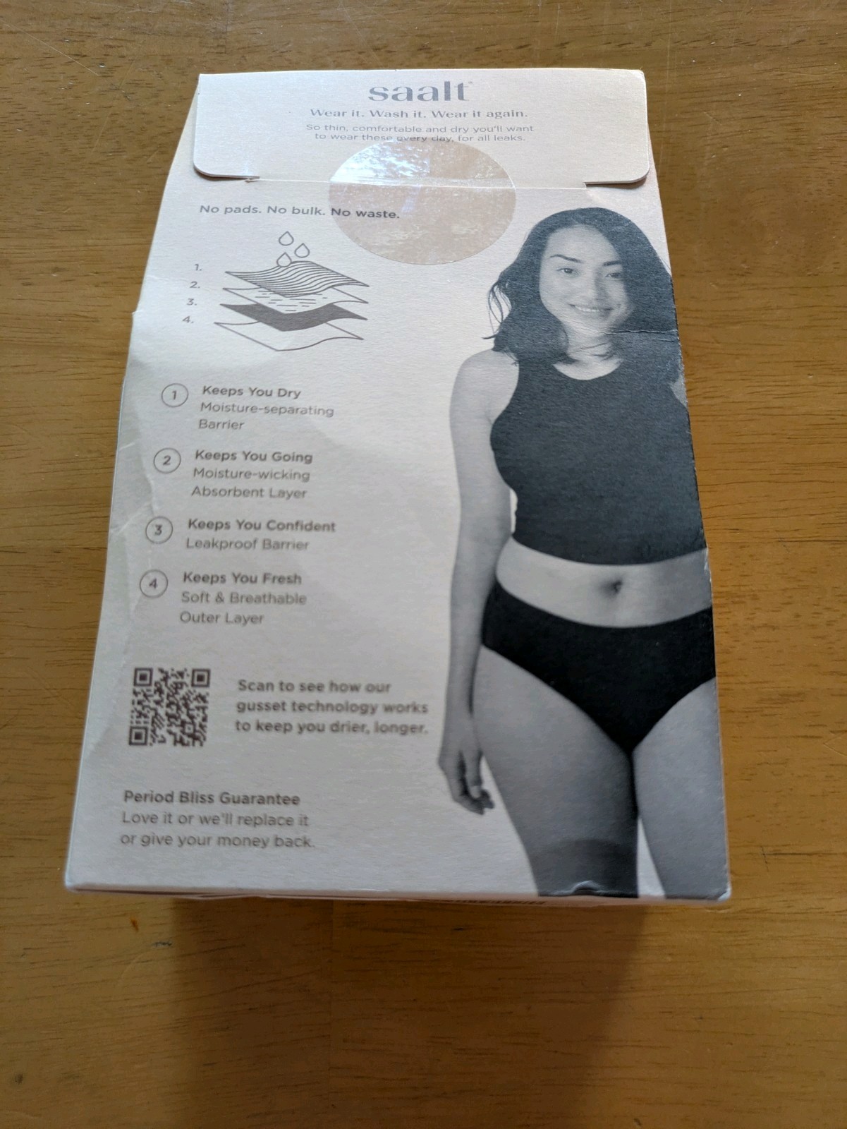 Saalt Leakproof Underwear Comfort Brief Period Proof Black Size XXL (18-20) NIP