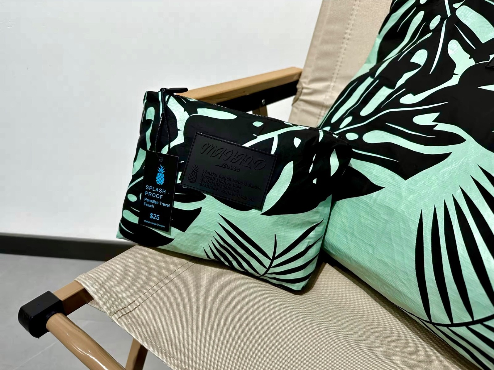 Splash-Proof BEACH Bags! Tote + Clutch (Pouch) Blue/White Bird Of Paradise