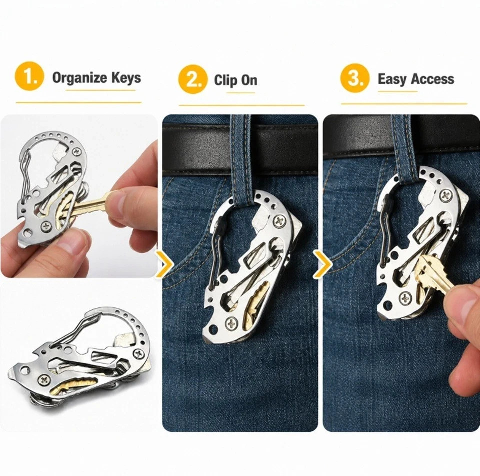 Heavy Duty Carabiner Keychain Clip EDC Belt Key Holder Outdoor Organizer