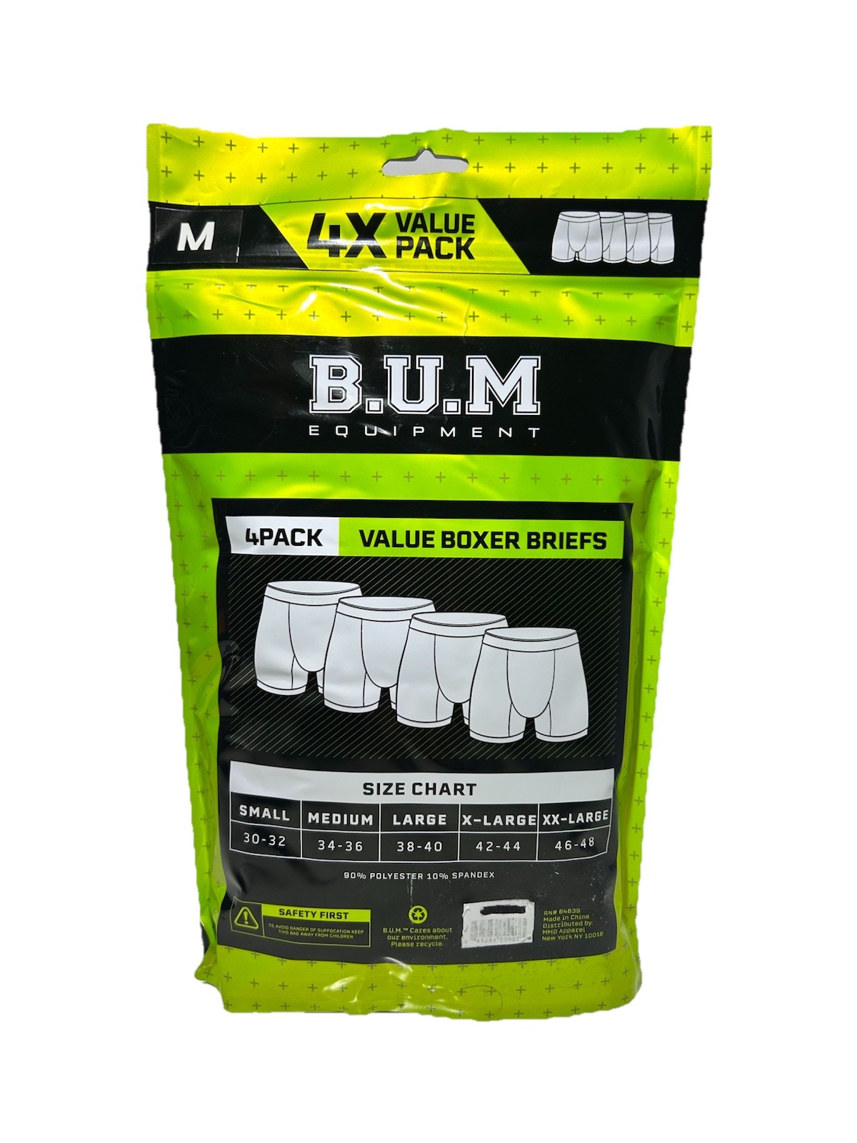 New BUM Equipment Men 4 Pack Value Boxer Briefs Sizes S, M, L, XL