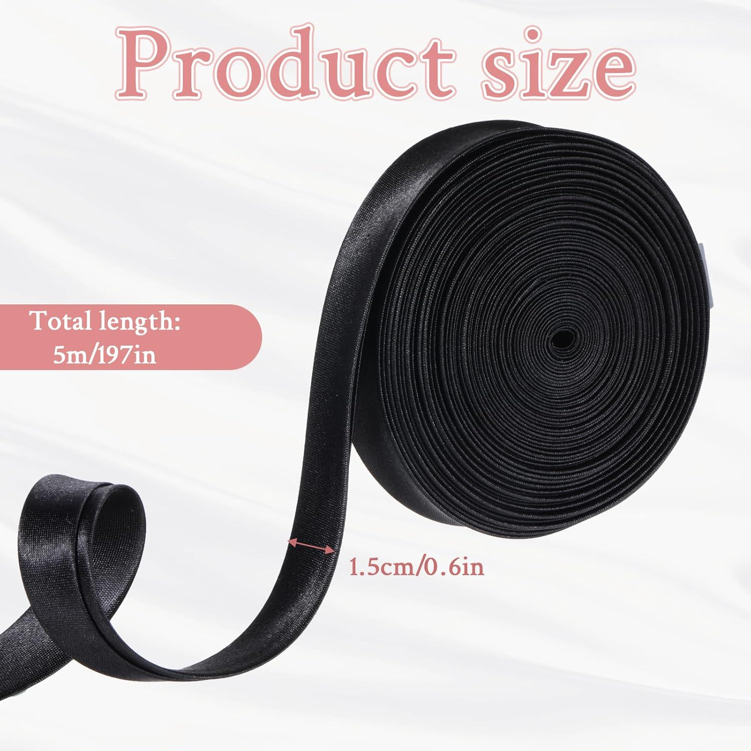 197 Inches Corset Ribbon Laces Elegant Black Straps for Dress Adjustable Fit Sat