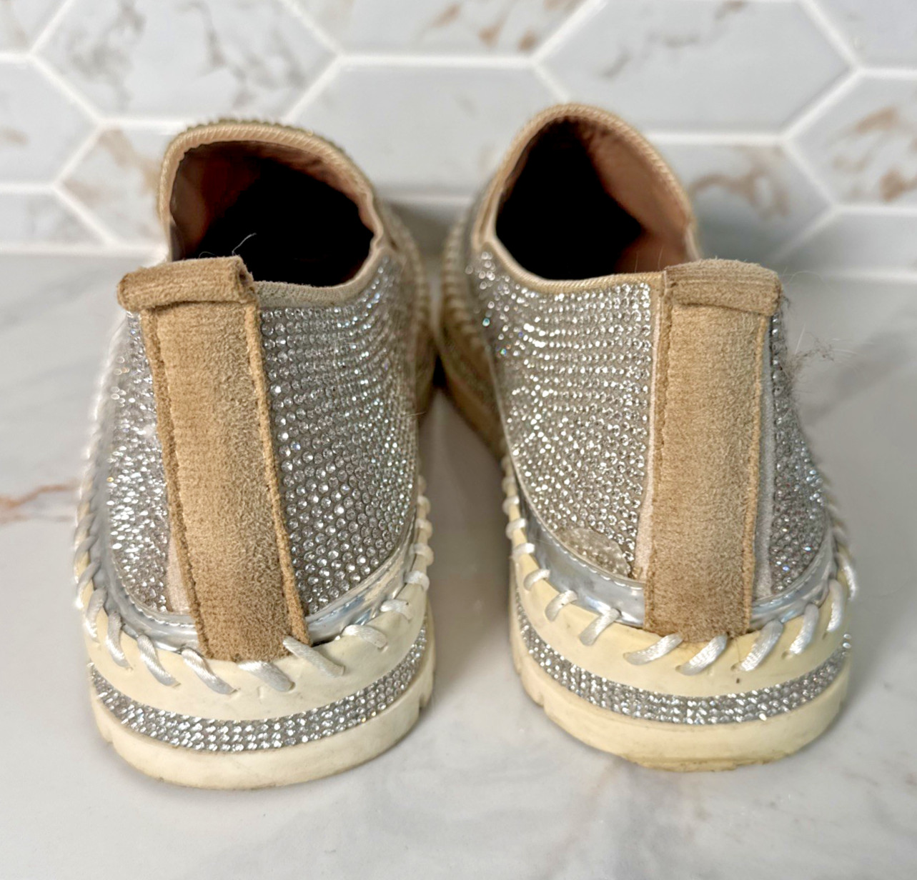 Muguan Rhinestone Bling Platform Slip-on Loafers Women’s US Size 8