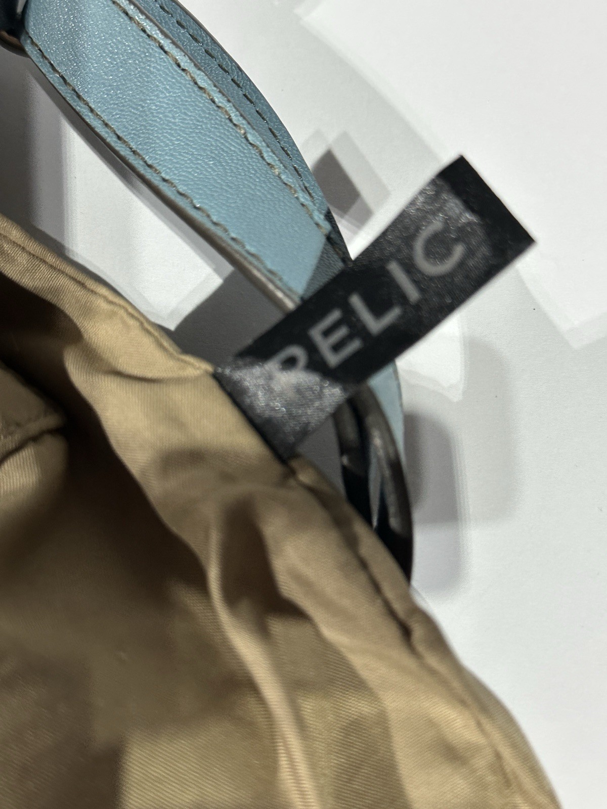 Relic Blue Zip Shoulder Bag Logo Stitching Inner Outer Pockets Women’s