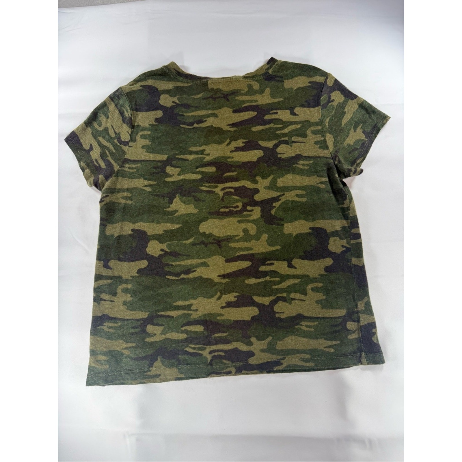 Sanctuary Green Camouflage Short Sleeve Linen Tee