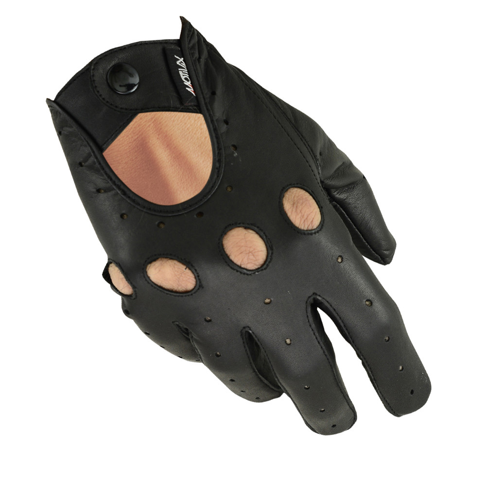Driving Gloves Car Motorcycle Bikers Genuine Leather Police Drivers Glove Black