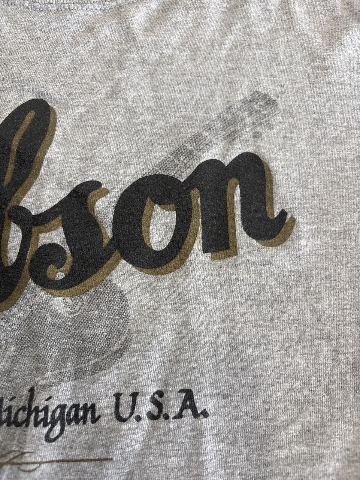 Gibson Guitar Long Sleeve Shirt XXL Gray Kalamazoo Michigan Since 1902