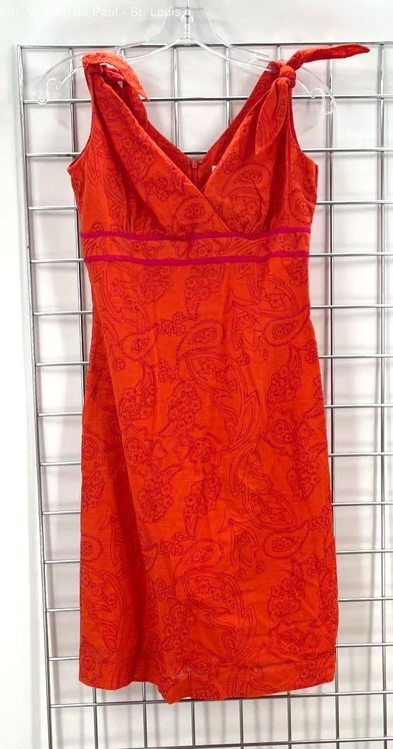 Lilly Pulitzer Womens Dress Embroidered Orange Paisley Sleeveless A Line Size 6