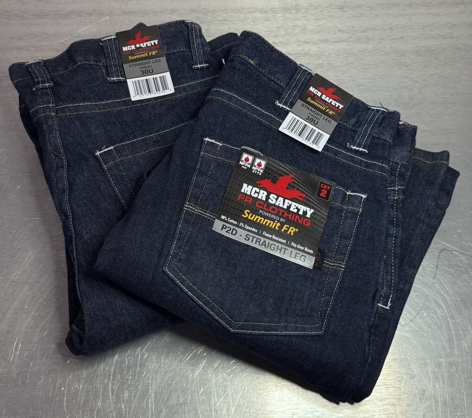 Lot of 2 MCR Safety P2D3034 FR Jeans 30U Straight Leg CAT 2 New