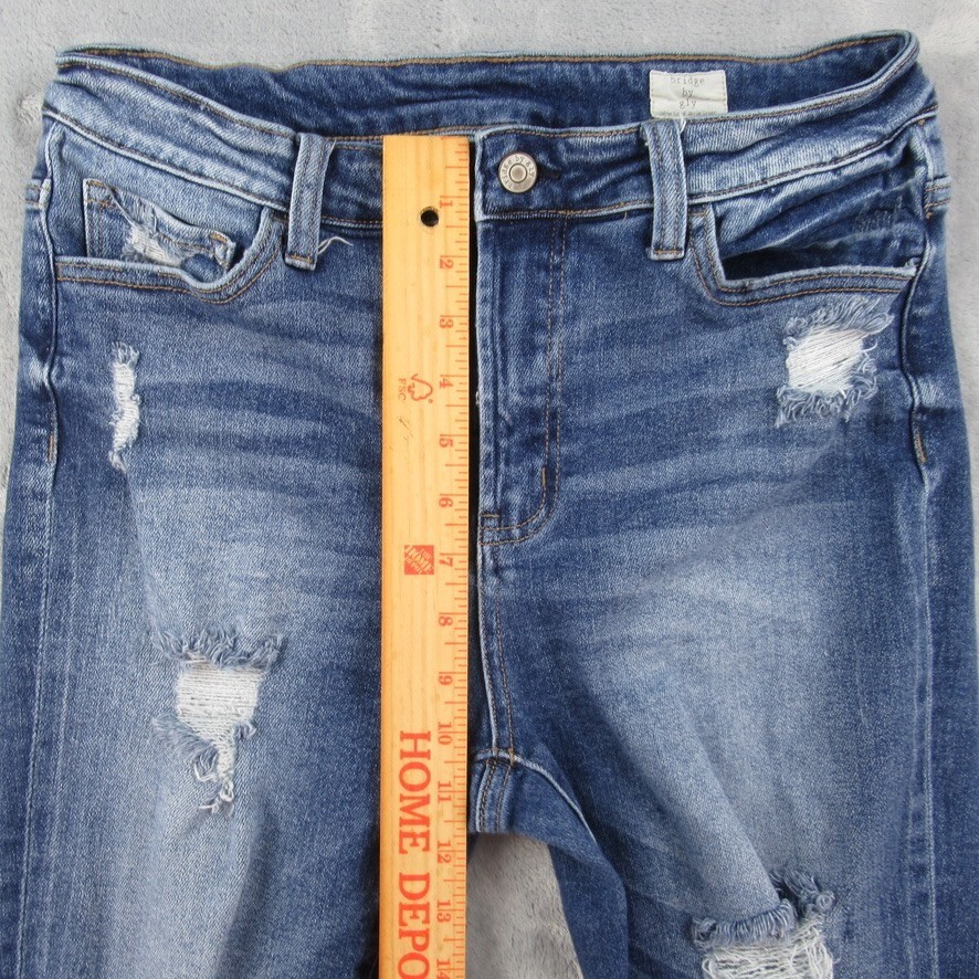 Bridge by GLY High Rise Skinny Jeans Blue Distressed Denim BG5487R Womens 30