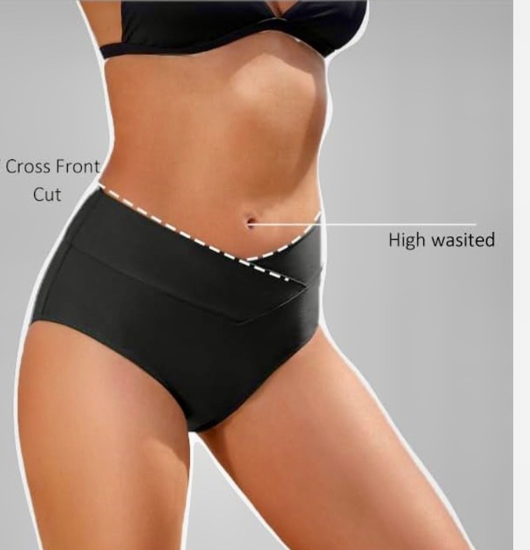 ZMART black crossover bikini bottoms NWT Large high waisted cross front Large