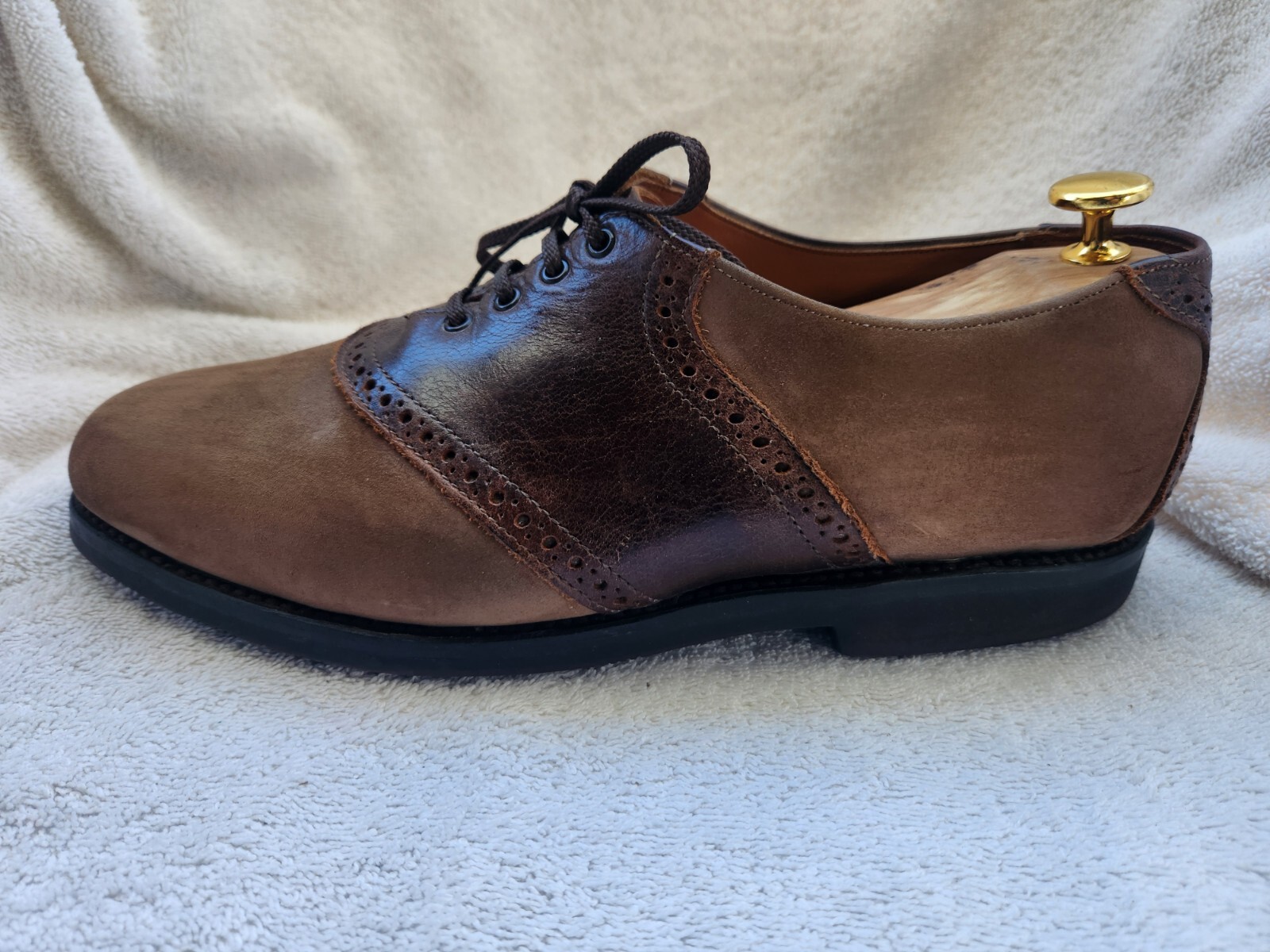 Allen Edmonds Two Tone Size 10 D Brown/Dark Brown Suede Dress Shoes 01350 Men