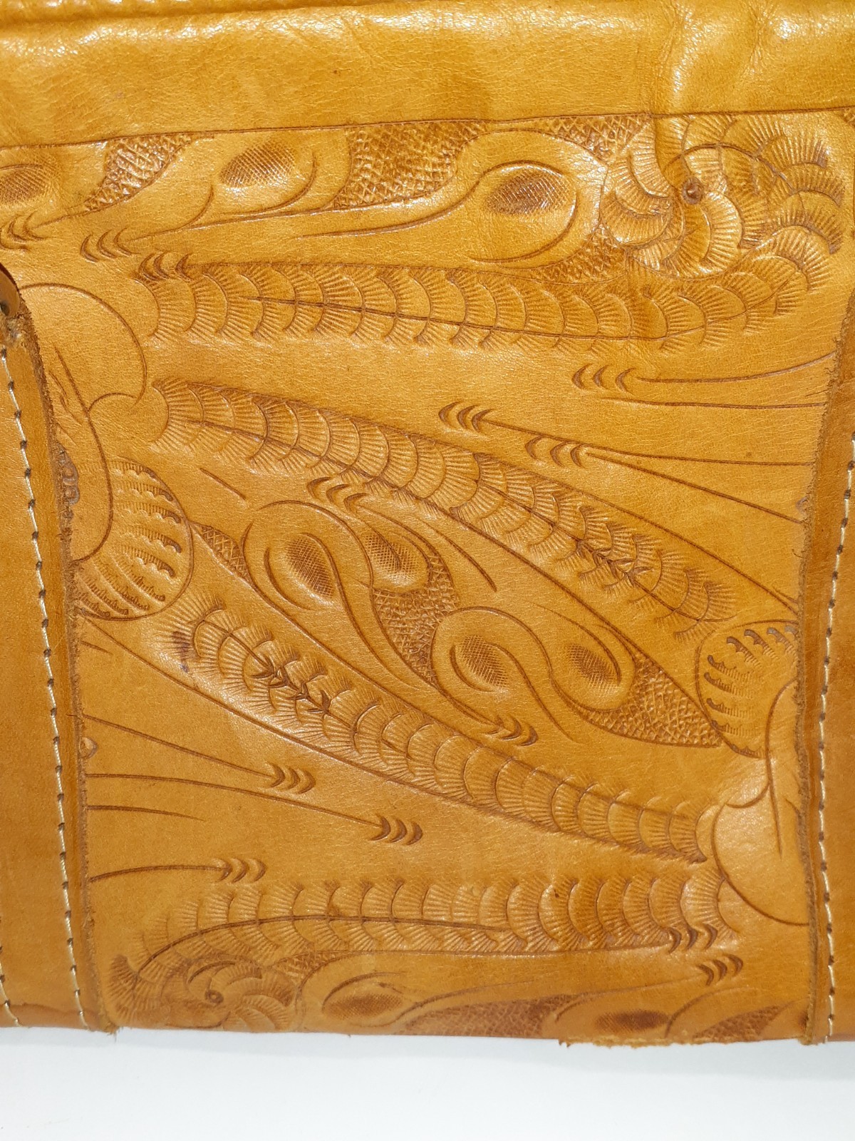 VTG FORCE TEN CLASSIC Handmade Tooled Leather Purse Paraguay
