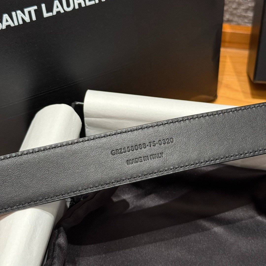 Authentic Yves Saint Laurent Belt YSL Black Gold Buckle Width:3.0cm/1.18inchs