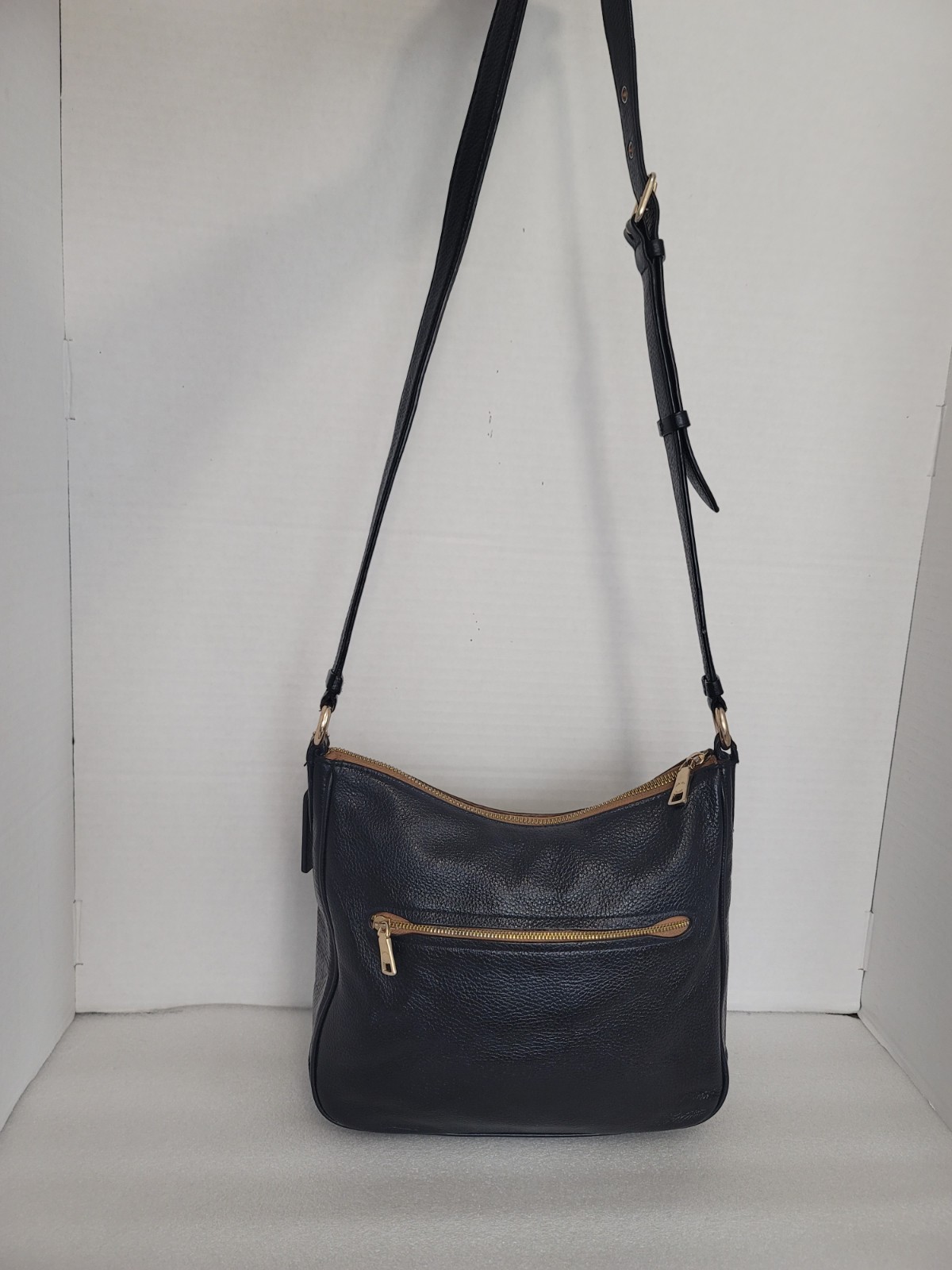 Coach Ellie File Bag Mid-Night Blue Pebbled Leather Crossbody Shoulder Handbag