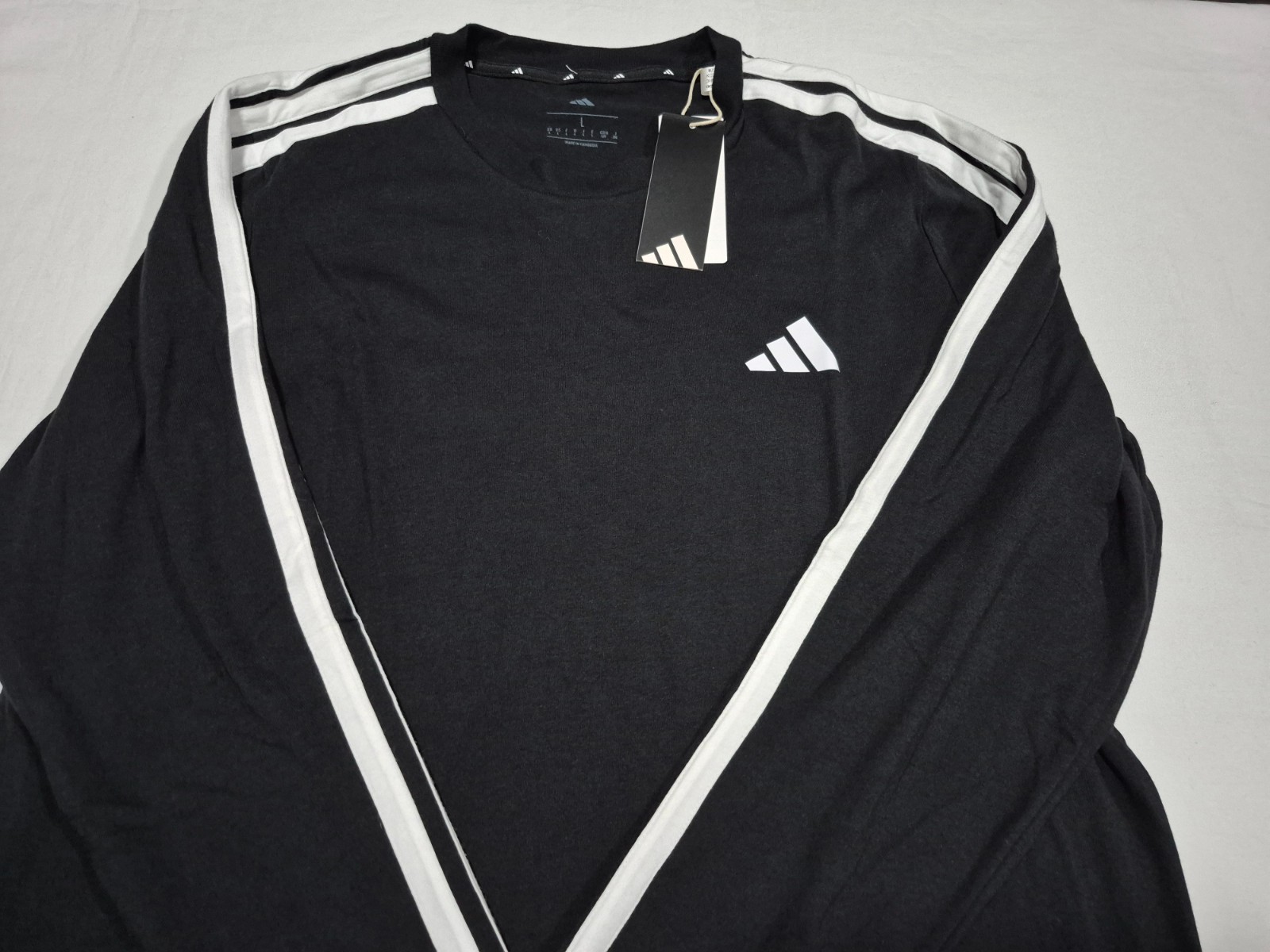 Adidas Mens Multi Sports Training Long Sleeve Black White Tee KC2561