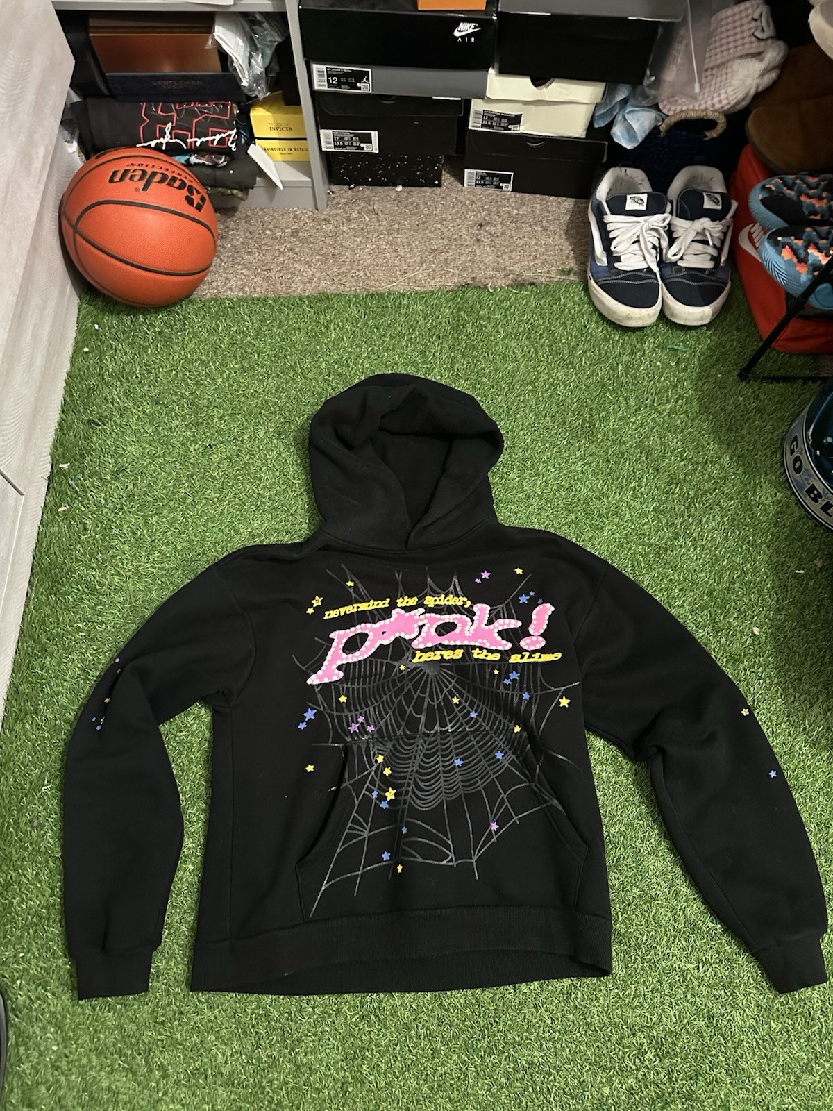 spider hoodie size medium puff print LEGIT item