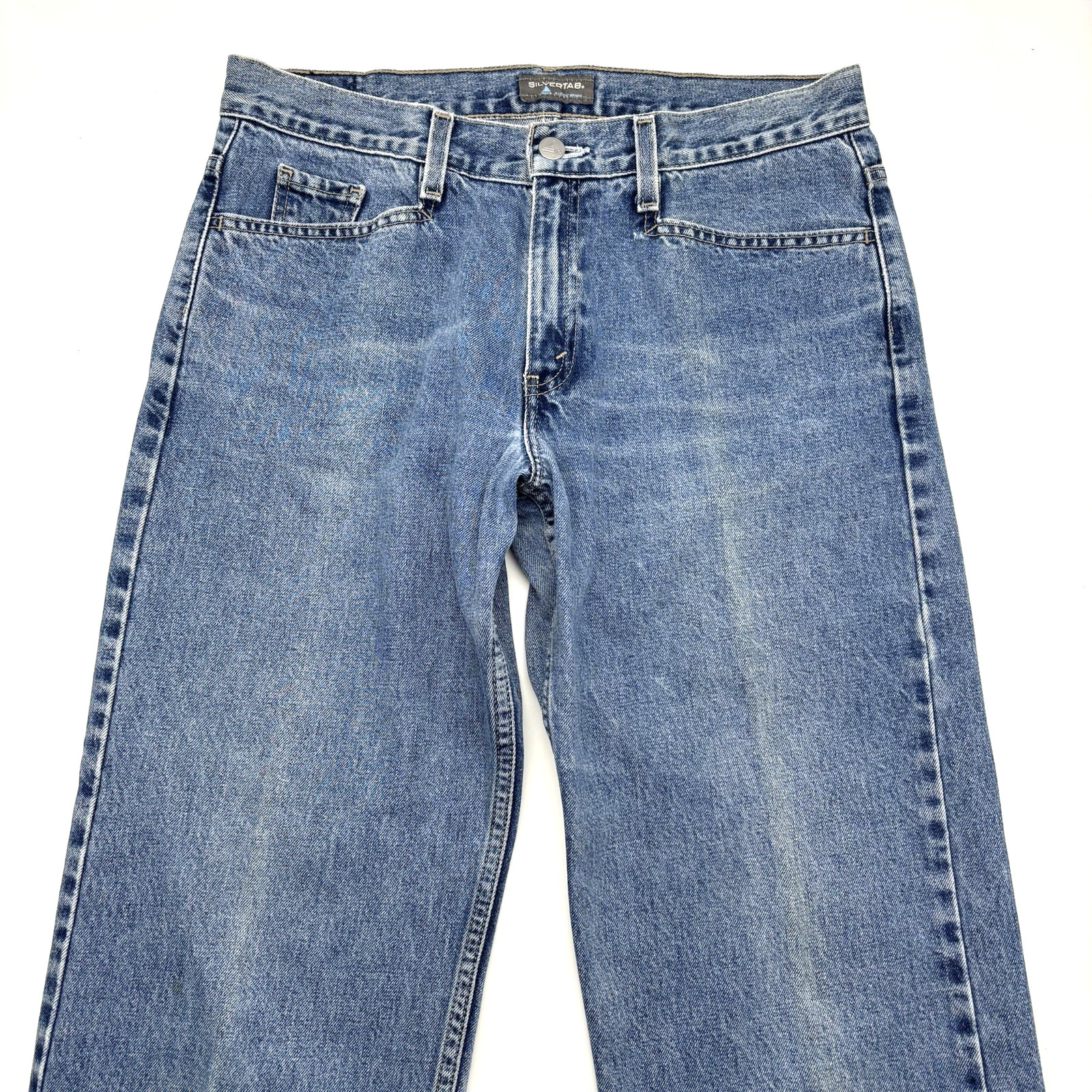 2001 Levi’s Silvertab Medium Wash Mid Rise Wide Leg Baggy Jeans 9S 31×30″ Mexico