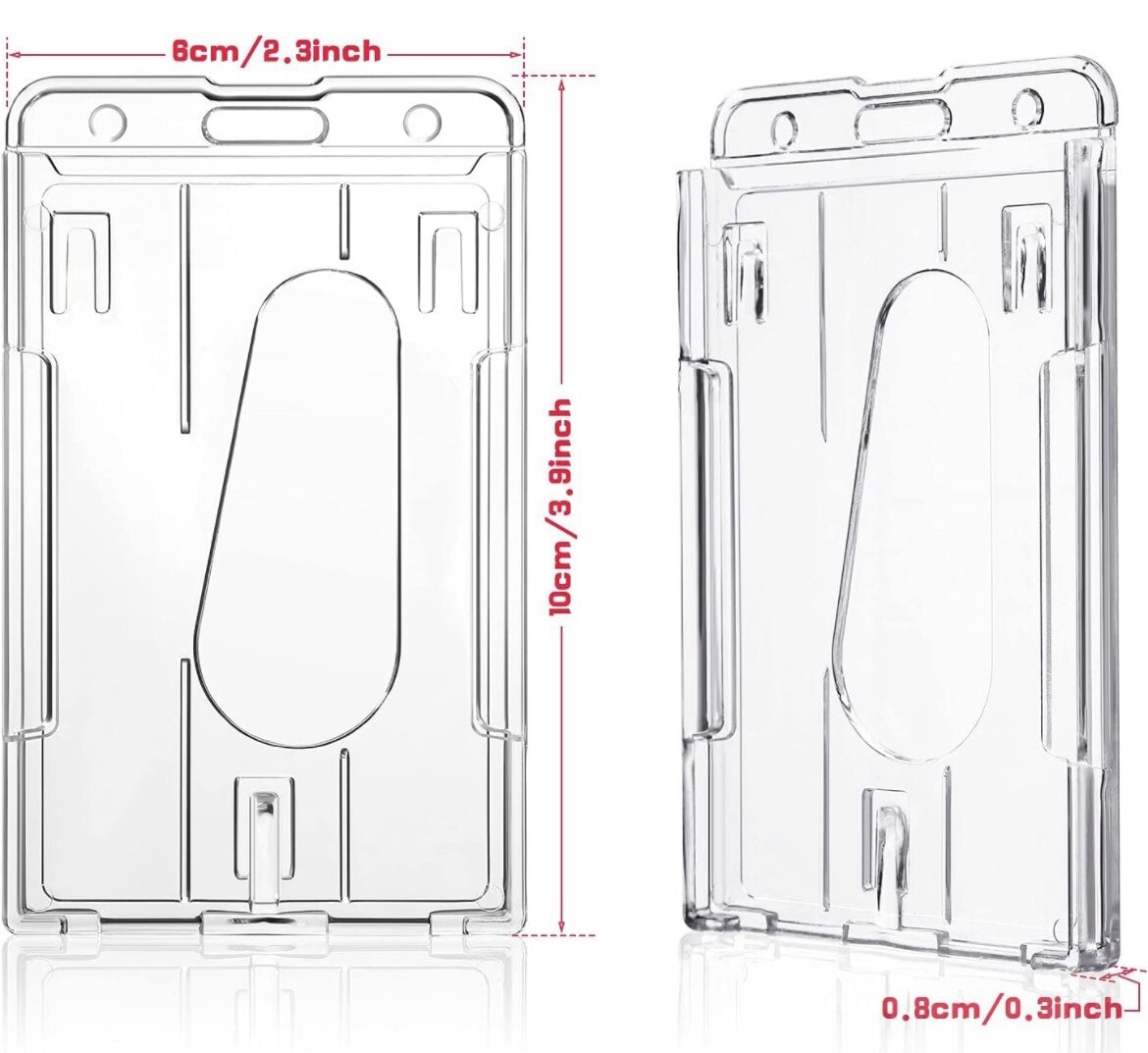 2 Pack ID Badge Holder Vertical Hard Plastic Card Holders – Work Airline Cruise