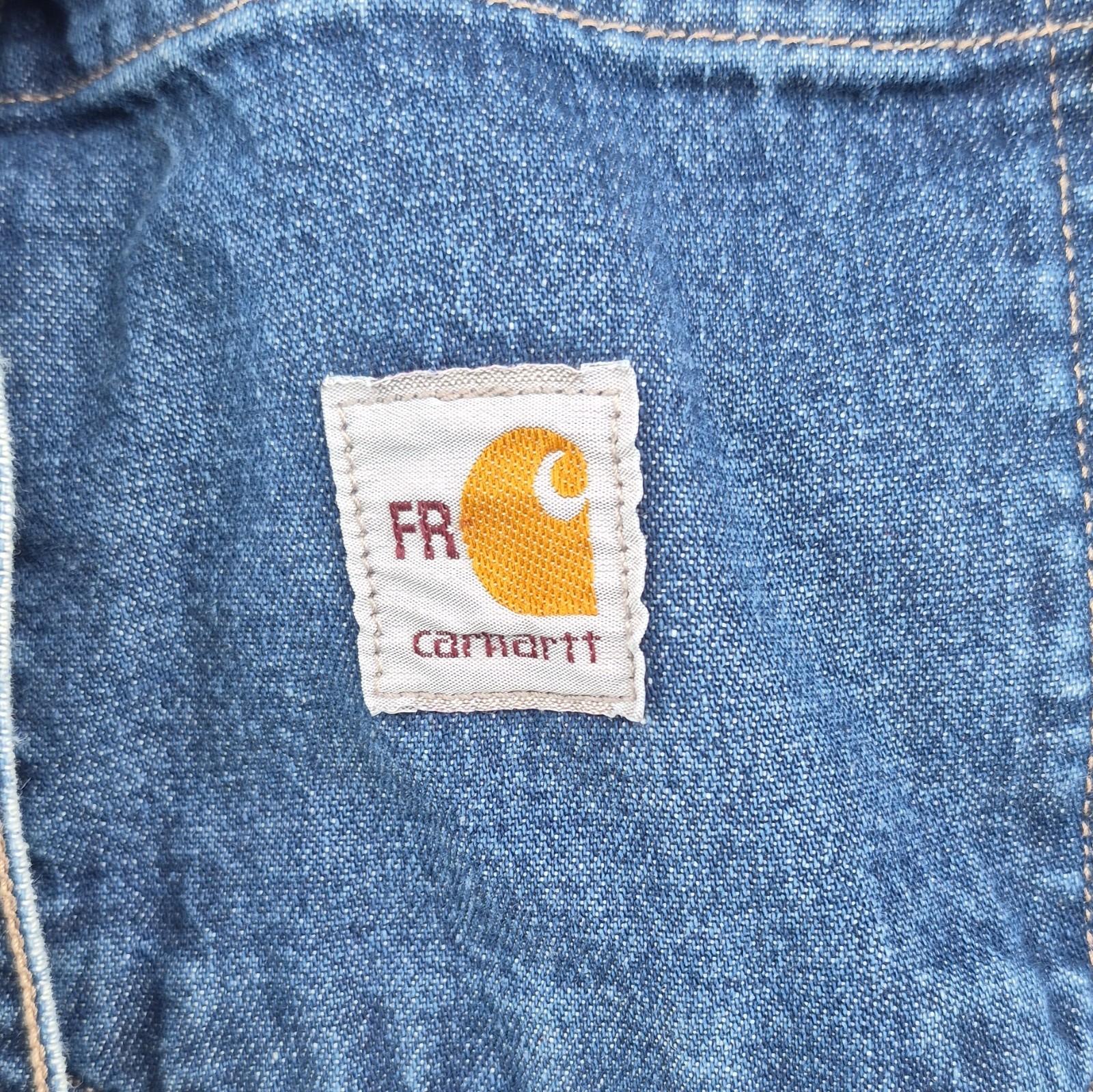 Carhartt FR Flame-Resistant Denim Cotton Button-Up Work Shirt Blue Men’s XL