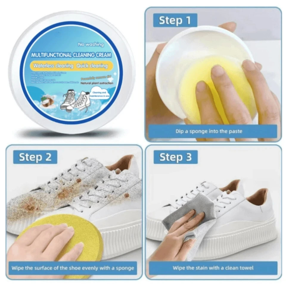 White Shoe Cleaner Paste Multi Purpose Whitening Stain Remover Shoes Bags Car