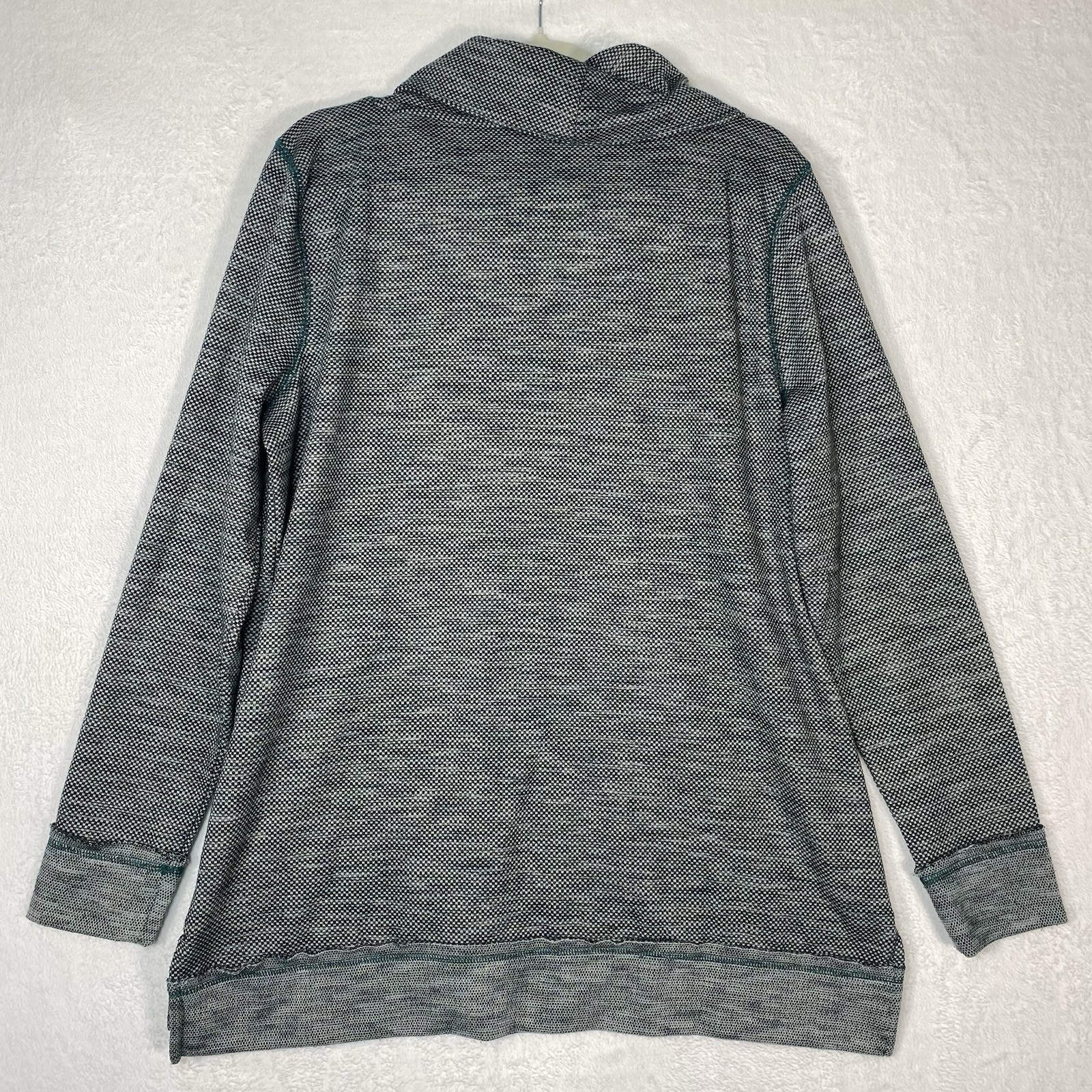 Natural Reflections Marled Cowl Neck Tunic Sweater Large Gray Teal Boho Gorpcore