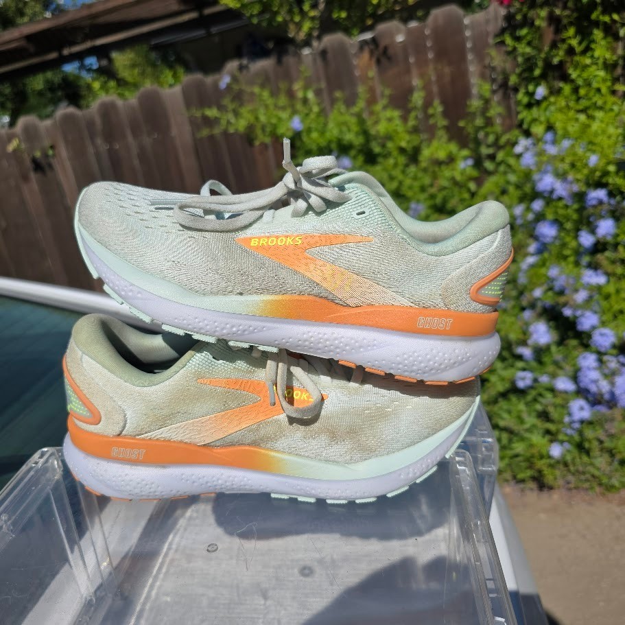 Brooks Ghost 16 Skylight Mint Orange Womens Running Shoes Size 6.5 B 1204071B411