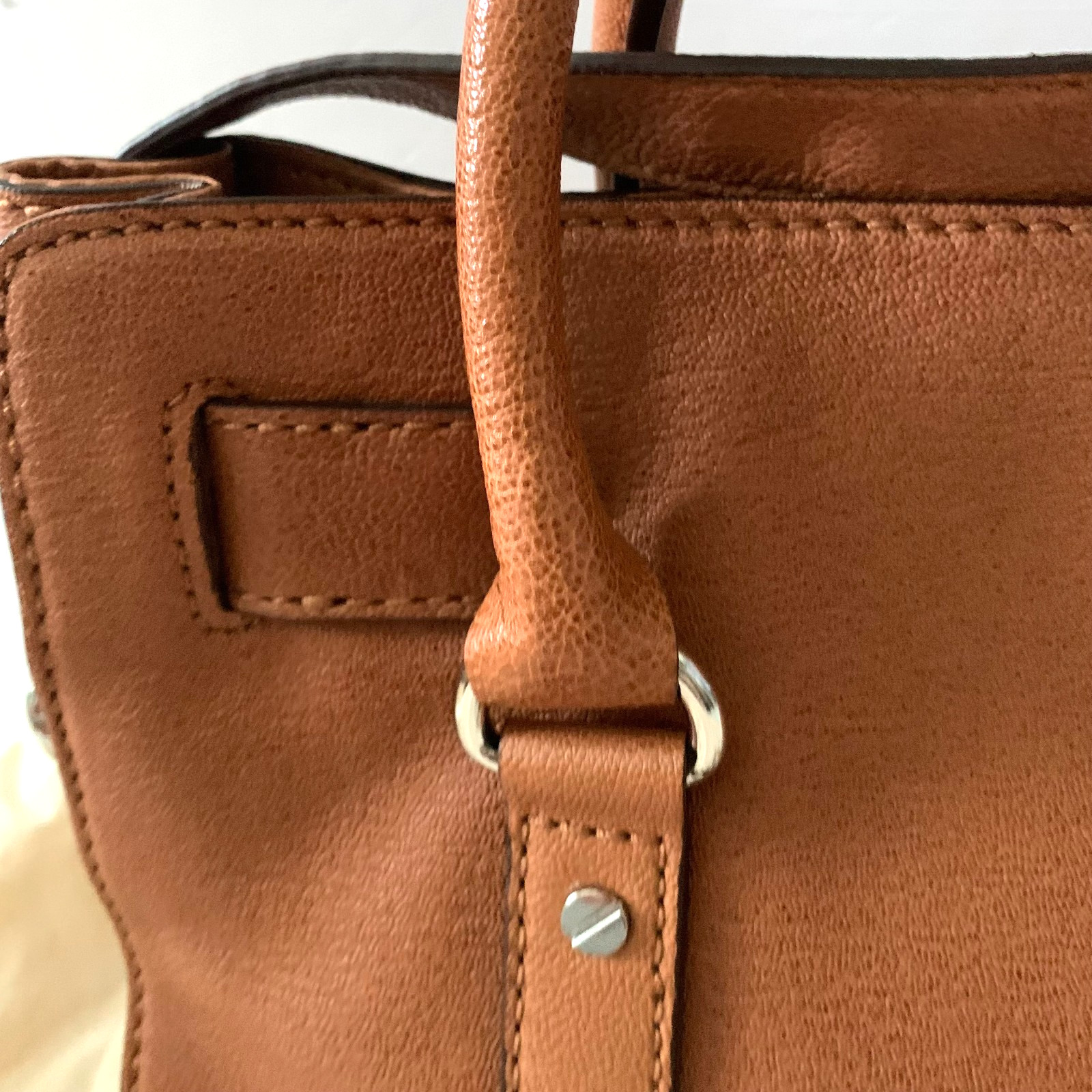 New Michael Kors Leather Hamilton East West Bag Luggage Brown Silver Hardware