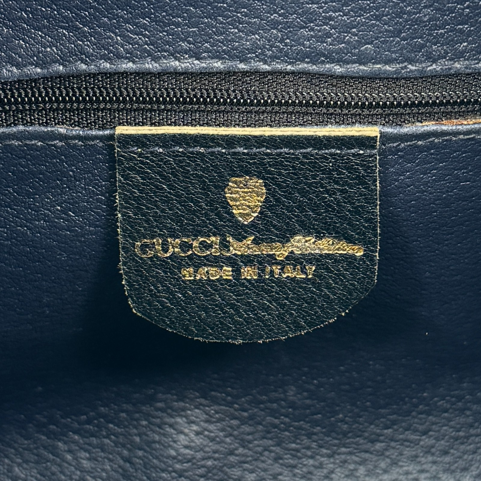 Vintage Gucci Hand Bag Sherry Navy Mini Boston Bag PVC Authentic 446T0403
