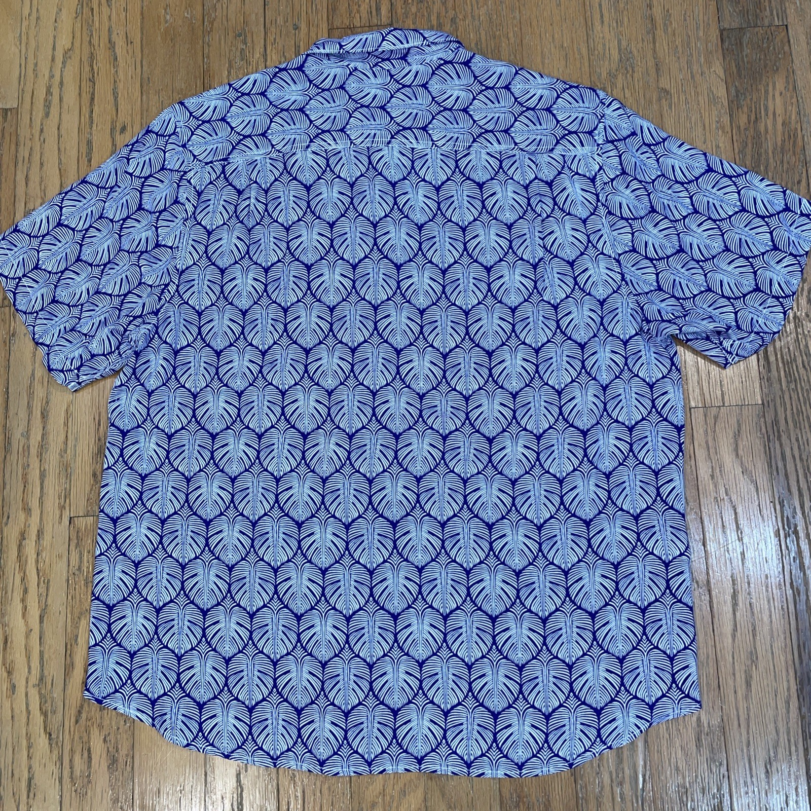 Tommy Bahama Men’s XL Camp Shirt Veracruz Monstera Tiles Cobalt Blue NEW $118