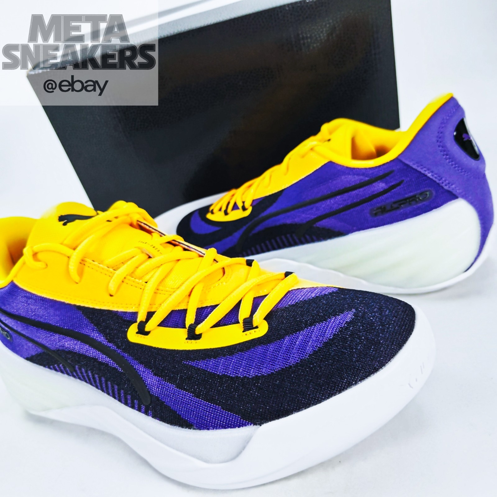 Puma US 13 Men’s Yellow Purple White Black Lakers All Pro Nitro 310392 05 NIB