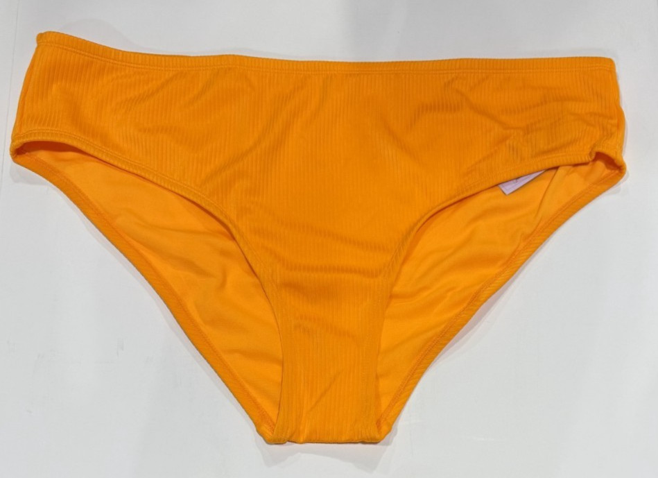 Women’s Ribbed Scoop Front High Leg Cheeky Bikini Bottom – Wild Fable Orange 1X