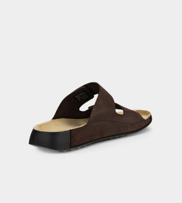 Men Ecco 2nd Cozmo Sandals Nubuck Leather Mocha